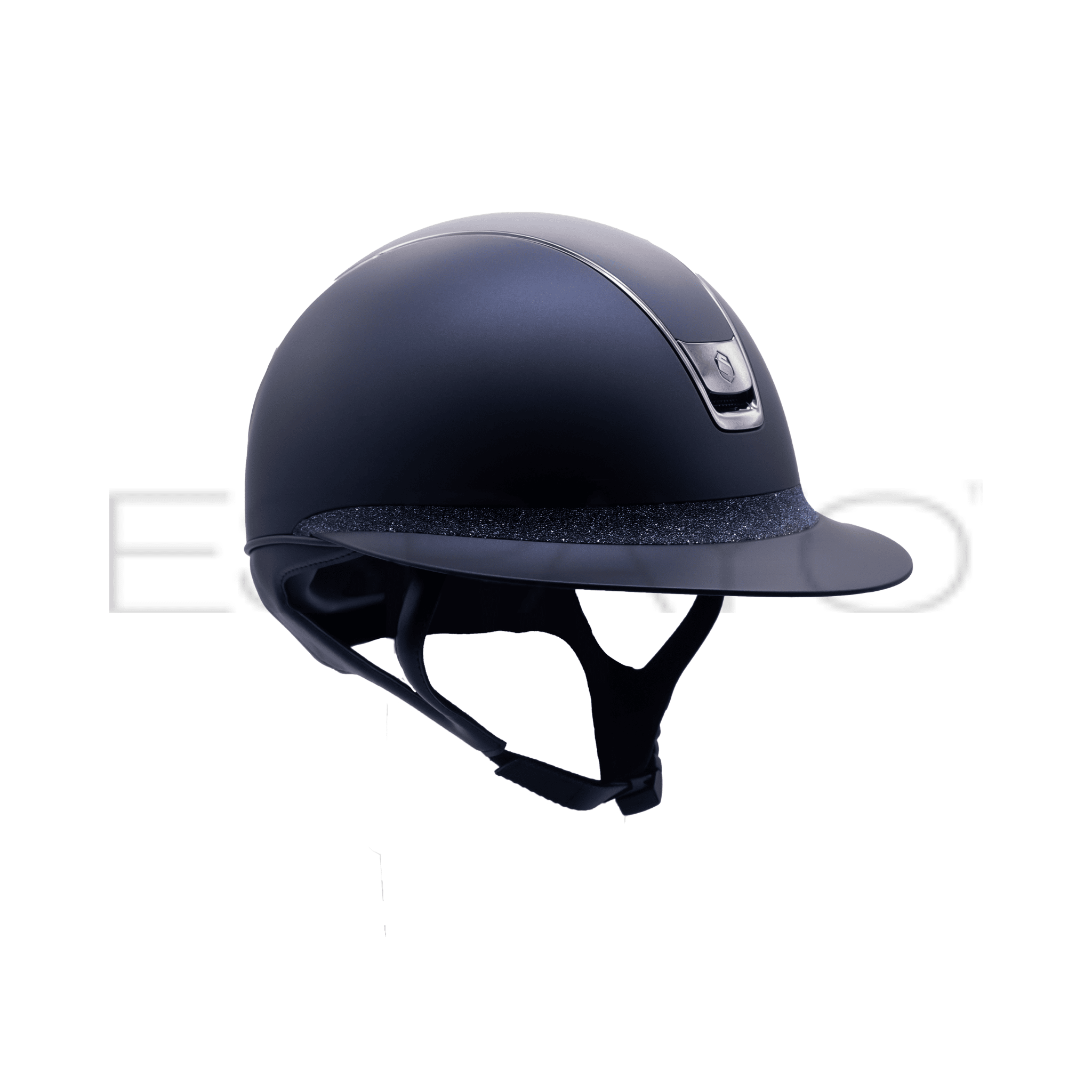 Samshield Miss Shield Shadowmatt 2.0 Riding Helmet,Crystal Fabric Front Band, Black Chrome Trim & Blazon - Espayo Equestrian