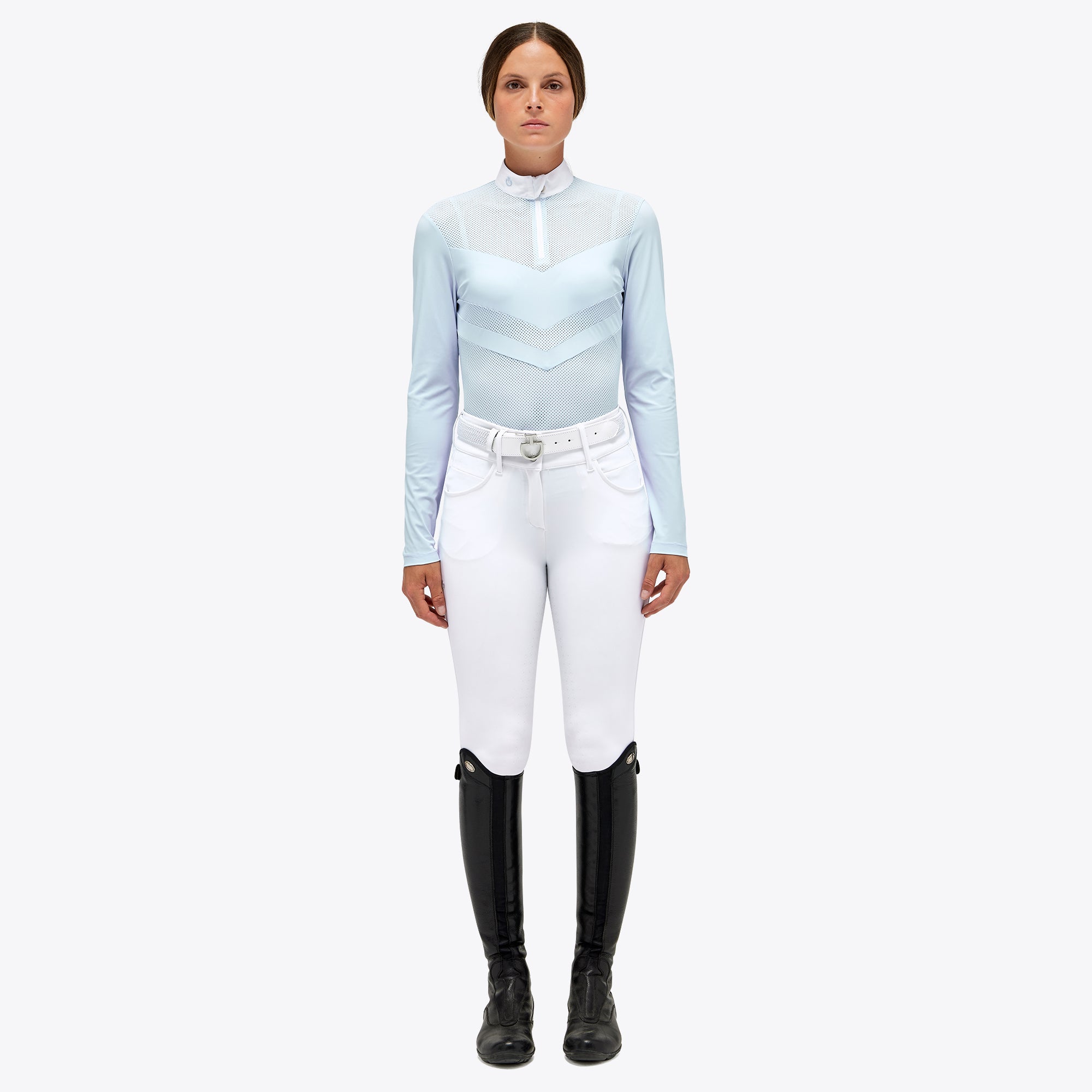 Cavalleria Toscana Ladies Perforated Zip Long Sleeve Shirt - Espayo Equestrian
