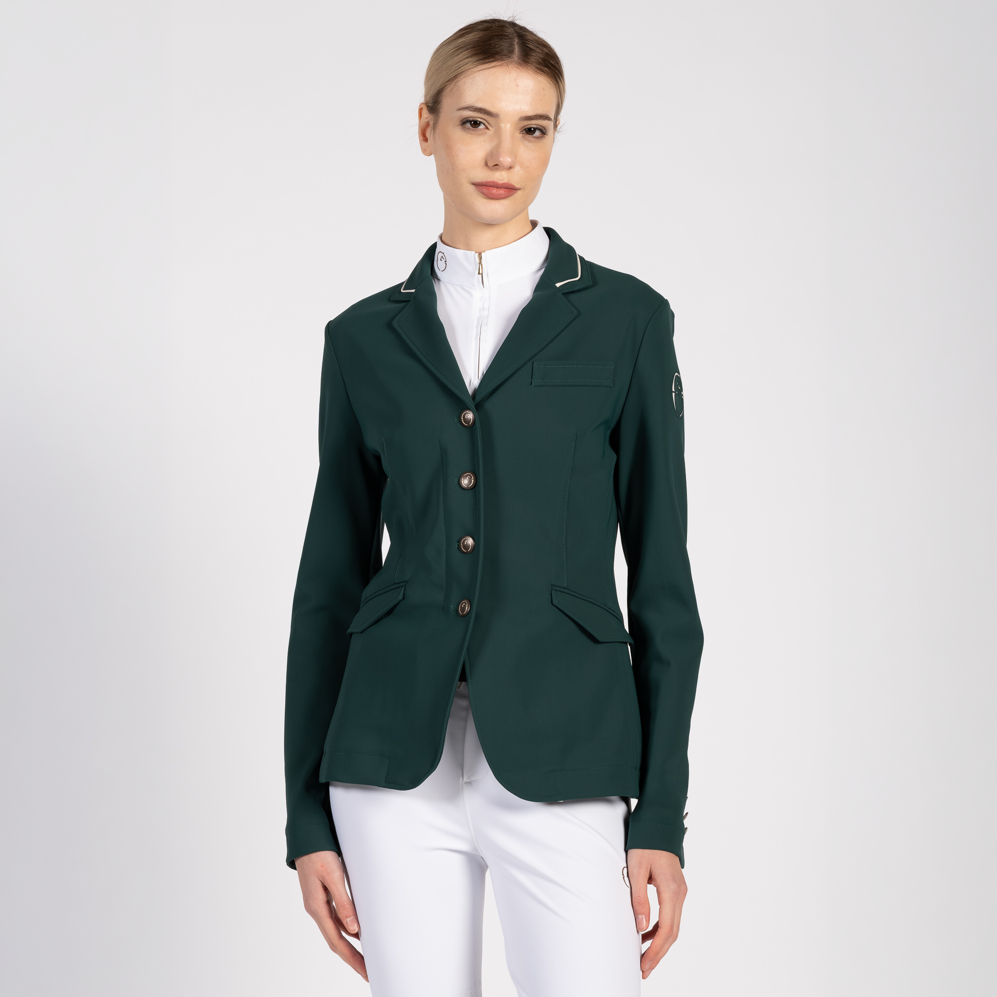 Vestrum Ladies SS26 Canberra Show Jacket, tailored fit with navy fabric and elegant detailing for equestrian events.