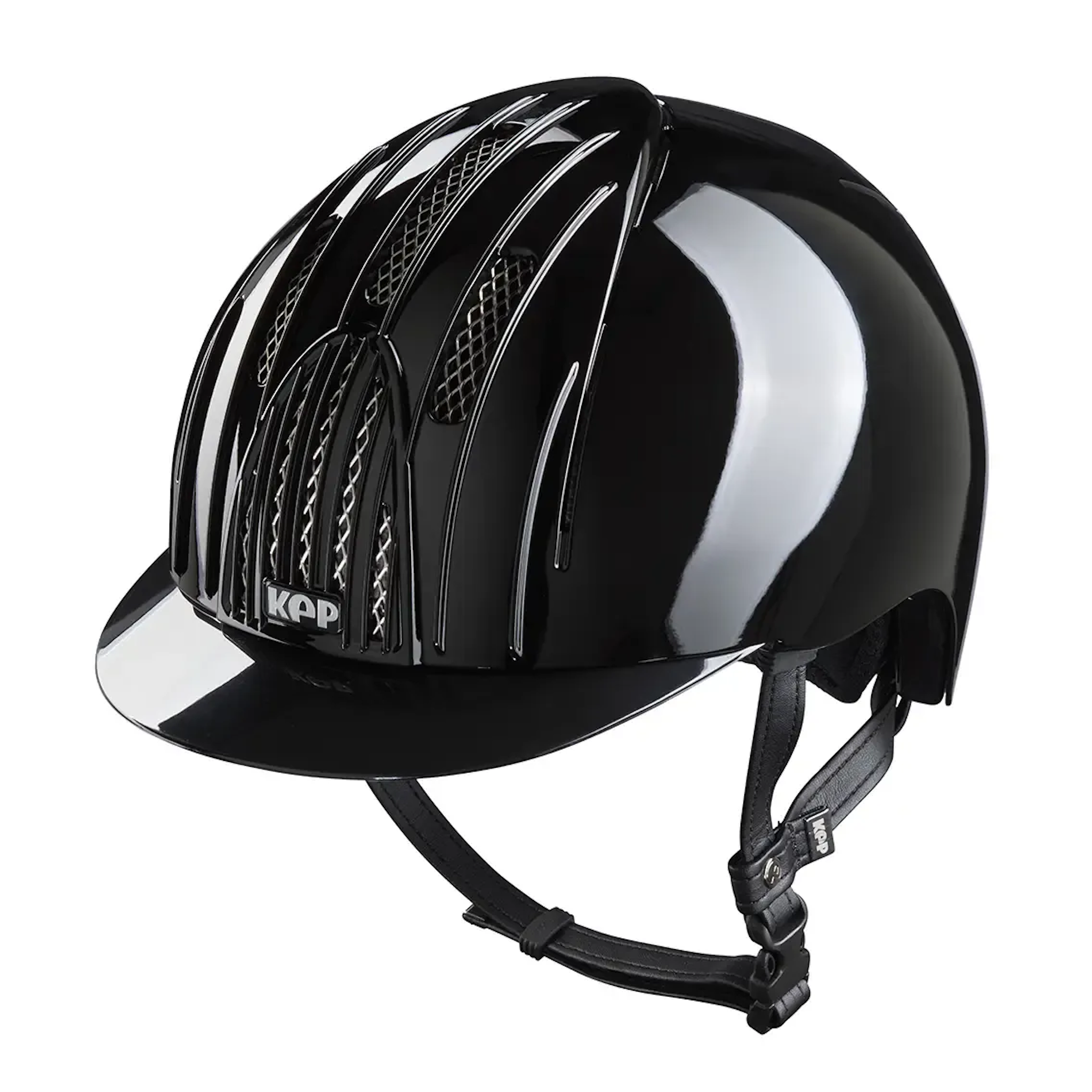 Black KEP Endurance Shine riding helmet with polished finish, designed for horse ball and driving riding activities