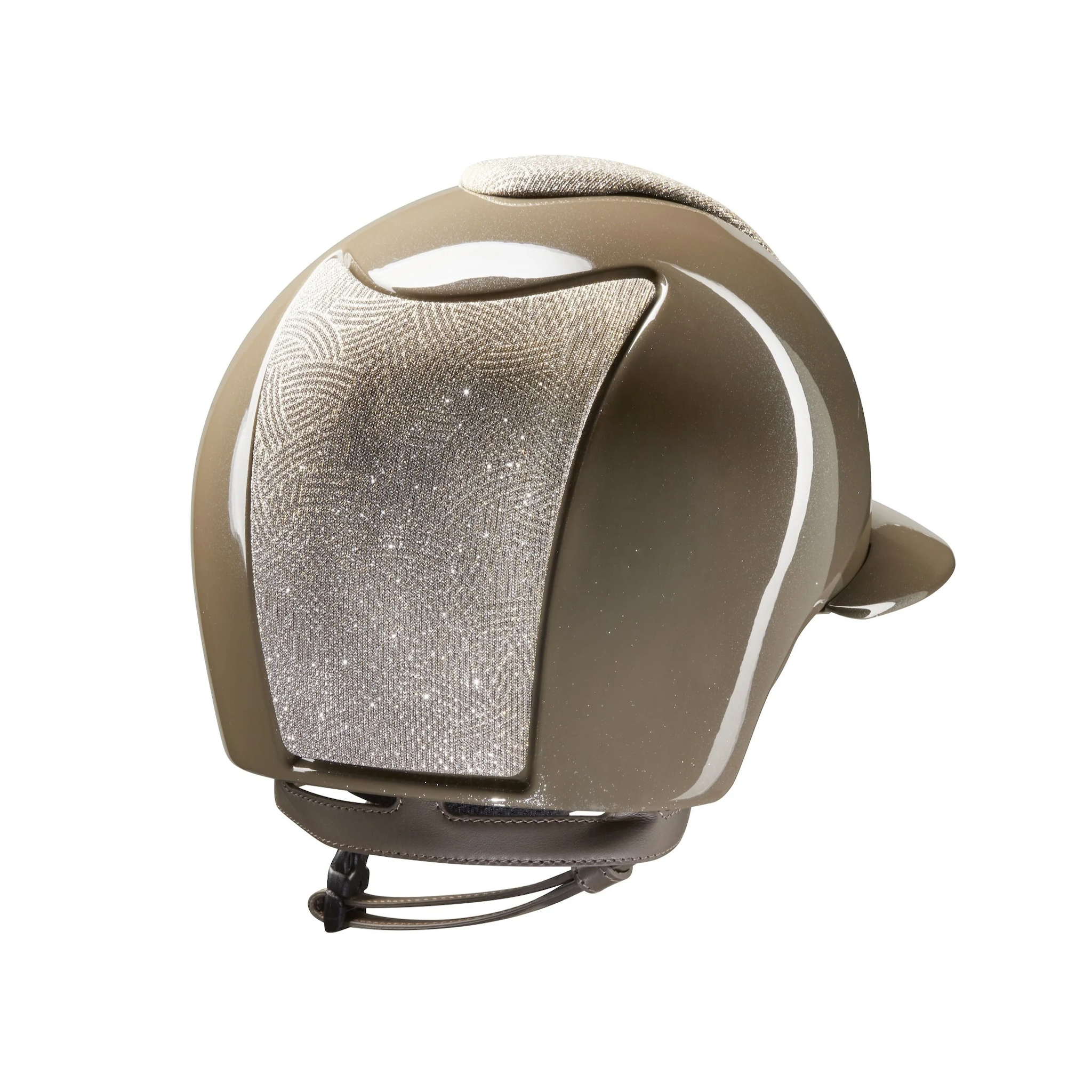 KEP Cromo 2.0 Polo Diamond Shell, Grid, Button & Visor, New Galassia Gold Top & Front, Crystal Gold Frame & Subgrid, Taupe Chinstrap - Espayo Equestrian
