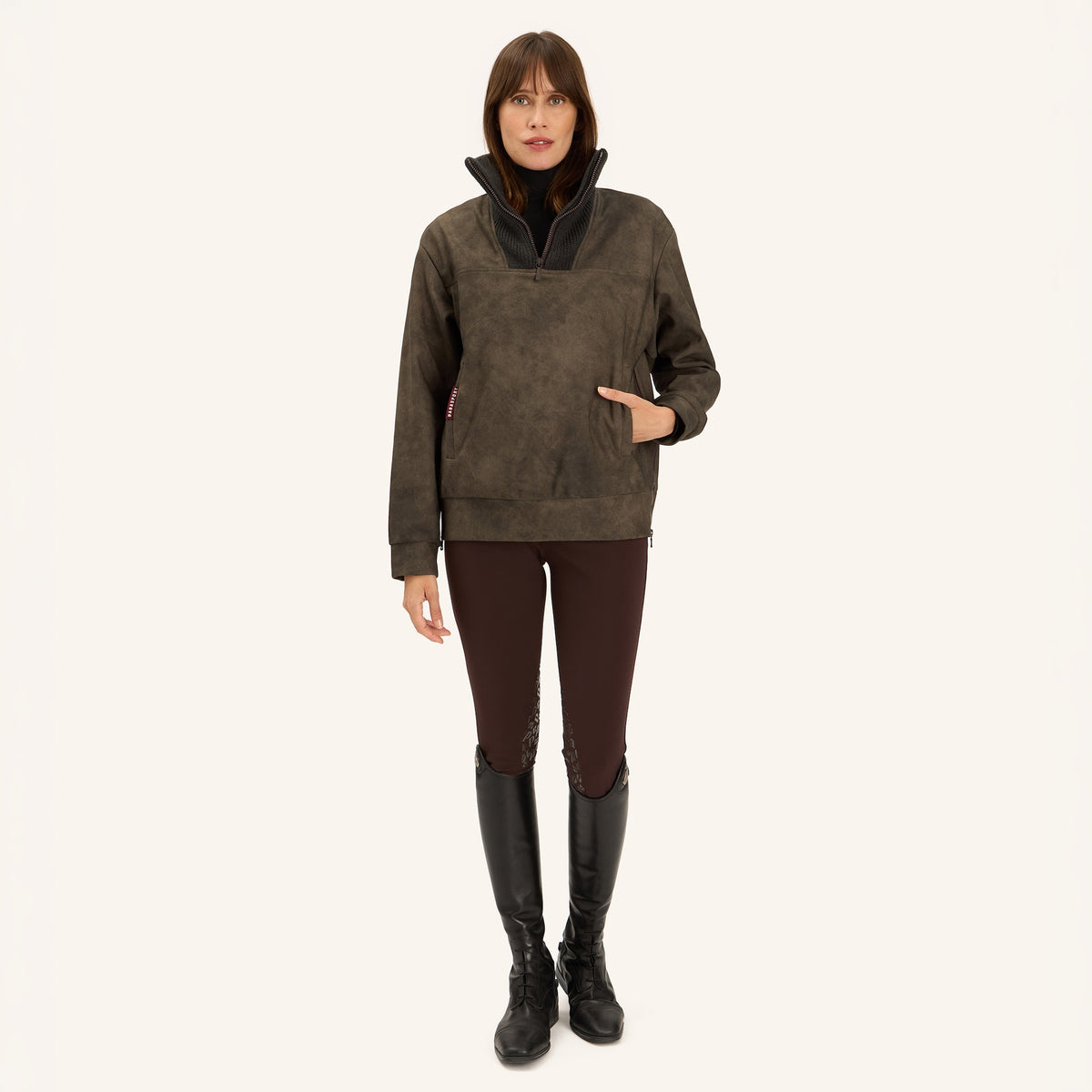 Dada Sport Ladies Urvoso Waterproof Riding Jacket in oxyde green, front view