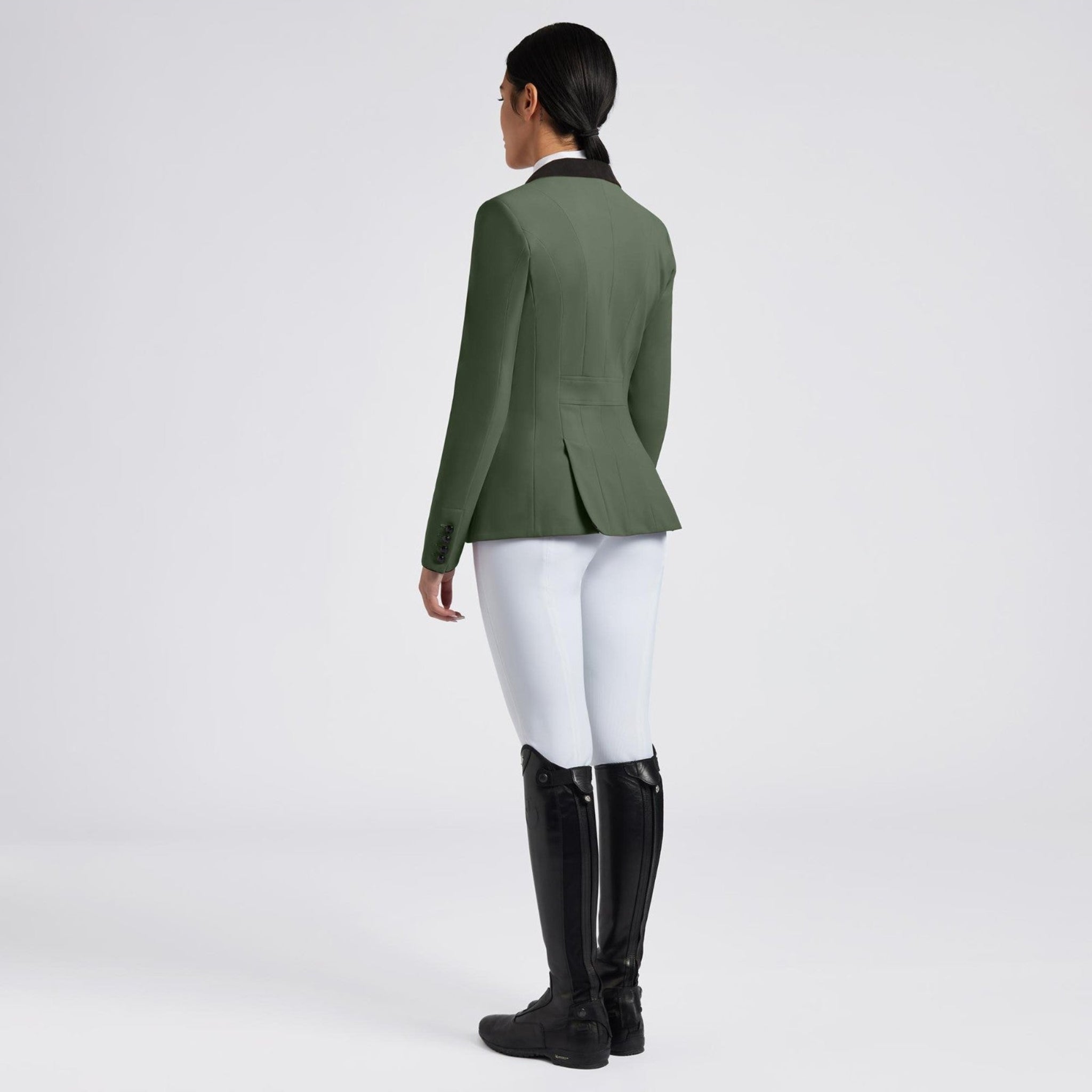 Cavalleria Toscana Ladies GP Show Jacket in navy with tailored fit and logo details, designed for equestrian competitions.