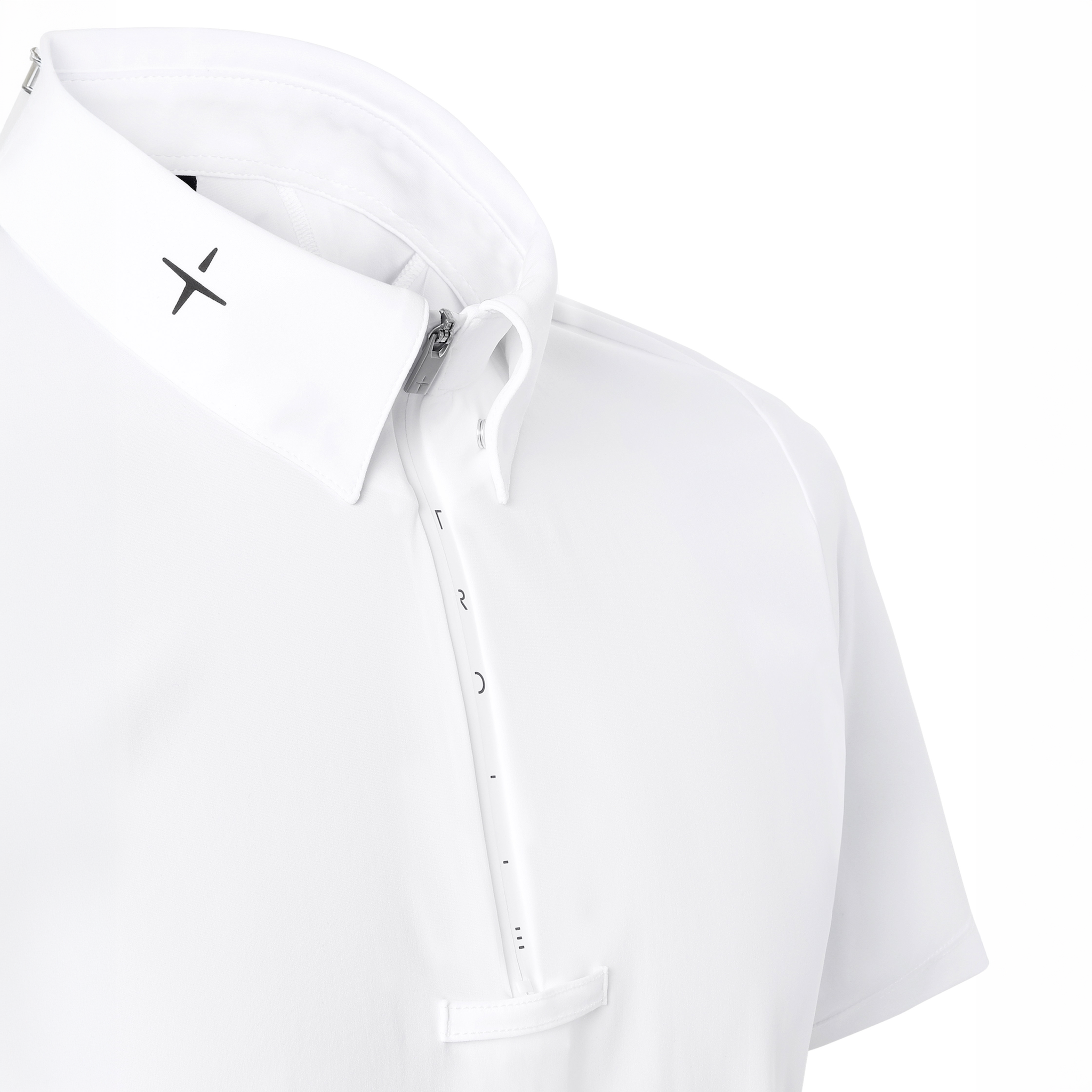 White Trolle Mens Aero Show Shirt with classic collar and button front for equestrian show events.