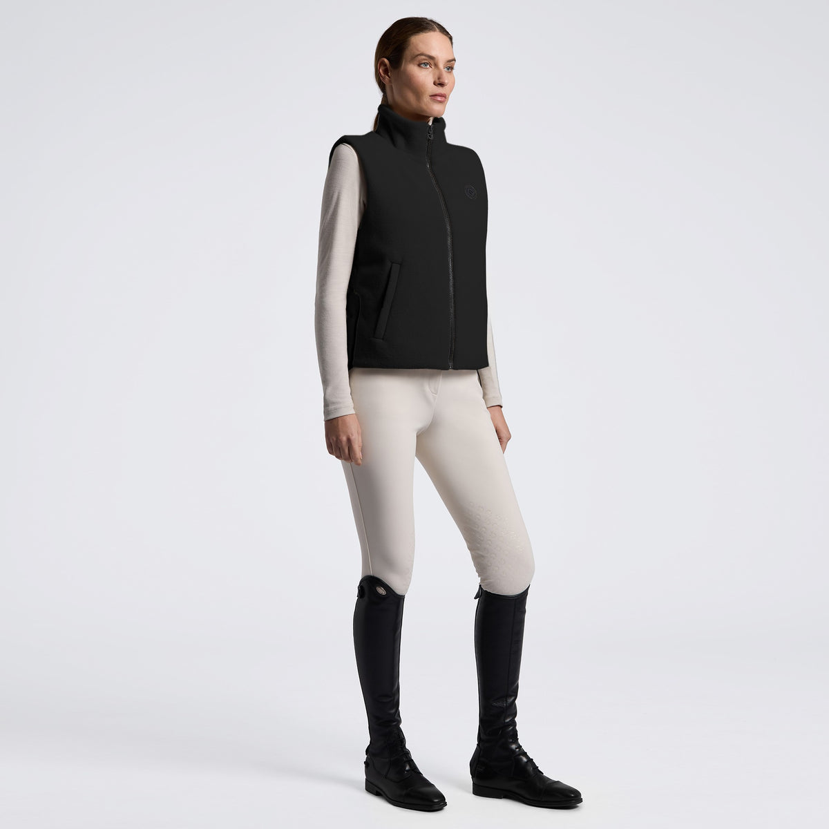 Cavalleria Toscana Ladies Fleece & Nylon Zip Up Vest – Black