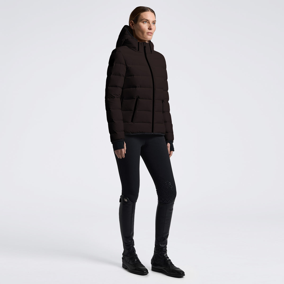 Cavalleria Toscana Ladies Hooded Down Jacket – Espresso