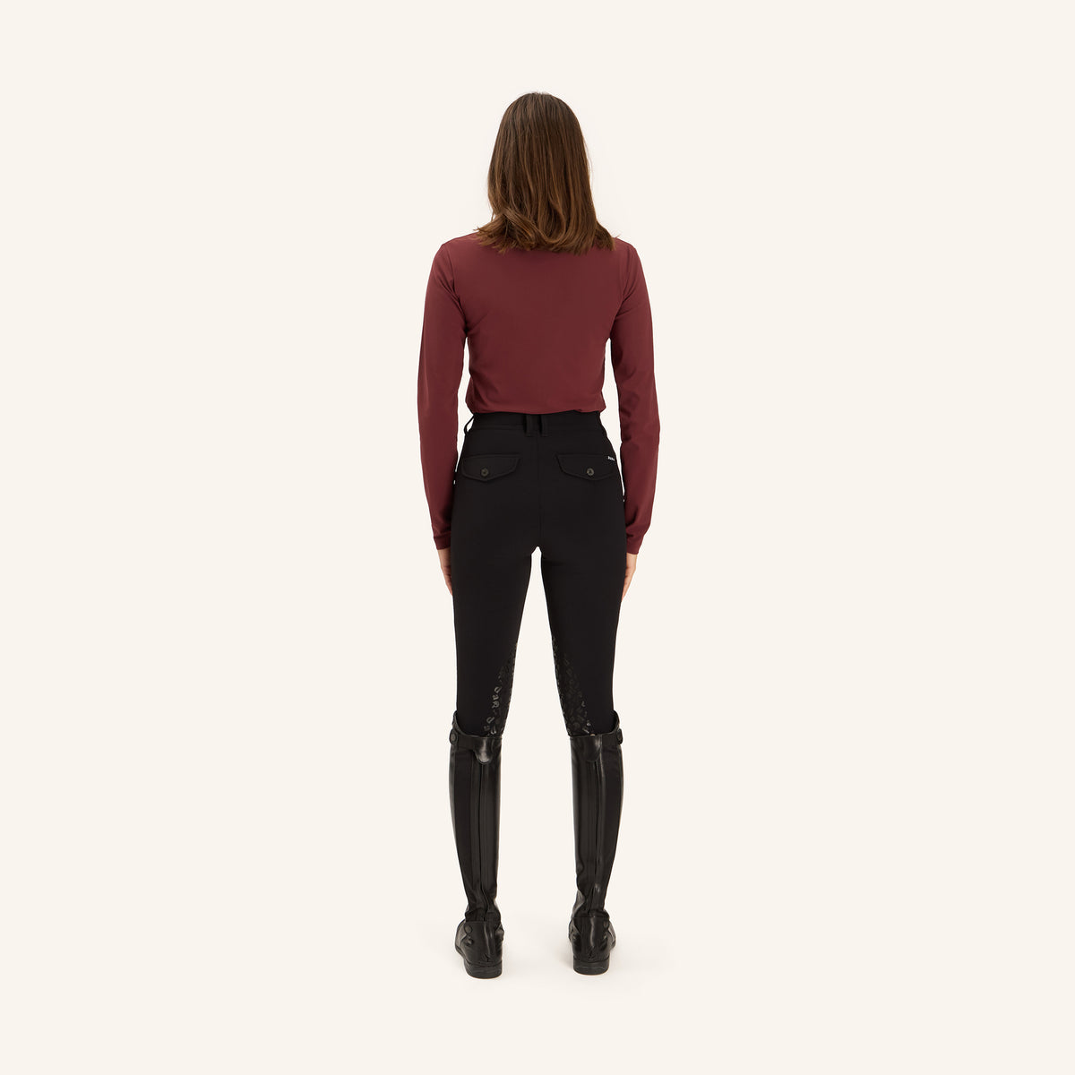 Dada Sport Ladies Consul Technical Riding Turtle-Neck in Burgundy, back view