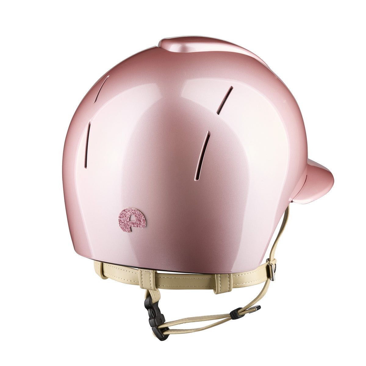 Back view of the KEP Smart Nova Metal Polish Star Polo Visor in Pink with Star Pink rear logo and cream chin strap