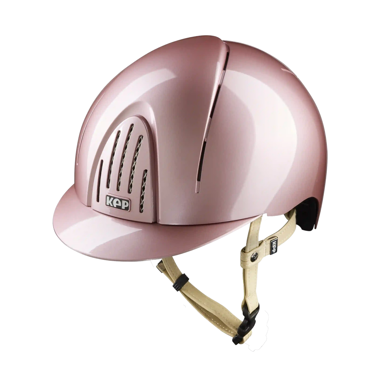 KEP Smart Nova Polish Riding Helmet in Pink with cream chin strap, front view