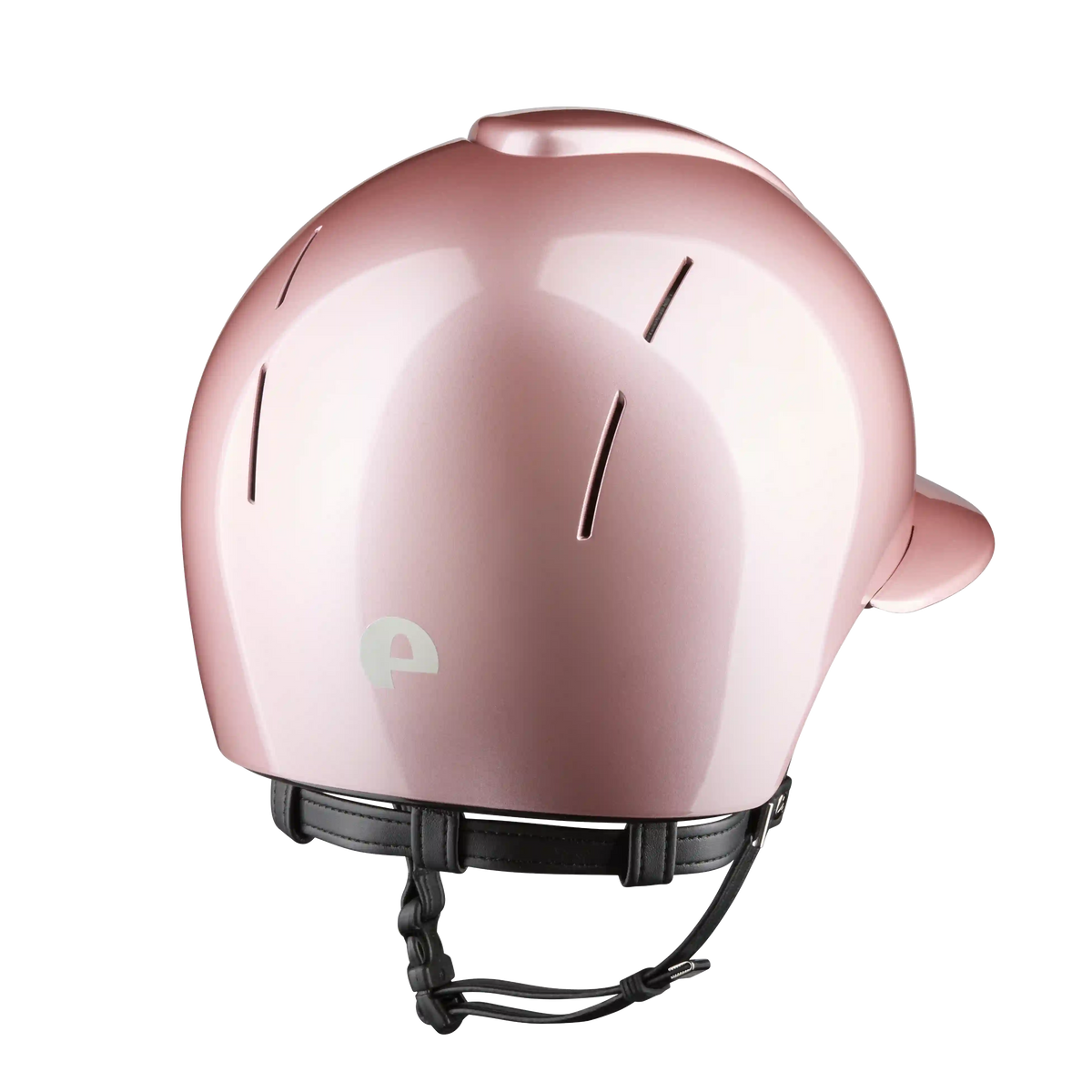 Back view of the KEP Smart Nova Polish Riding Helmet Polo Peak in Pink with black chin strap