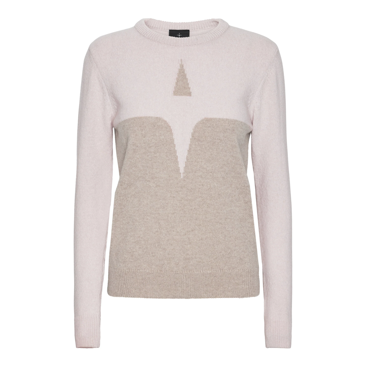 Trolle Ladies Cashmere & Wool Star Logo Crewneck Sweater in Sand, a soft cashmere and wool crewneck jumper.