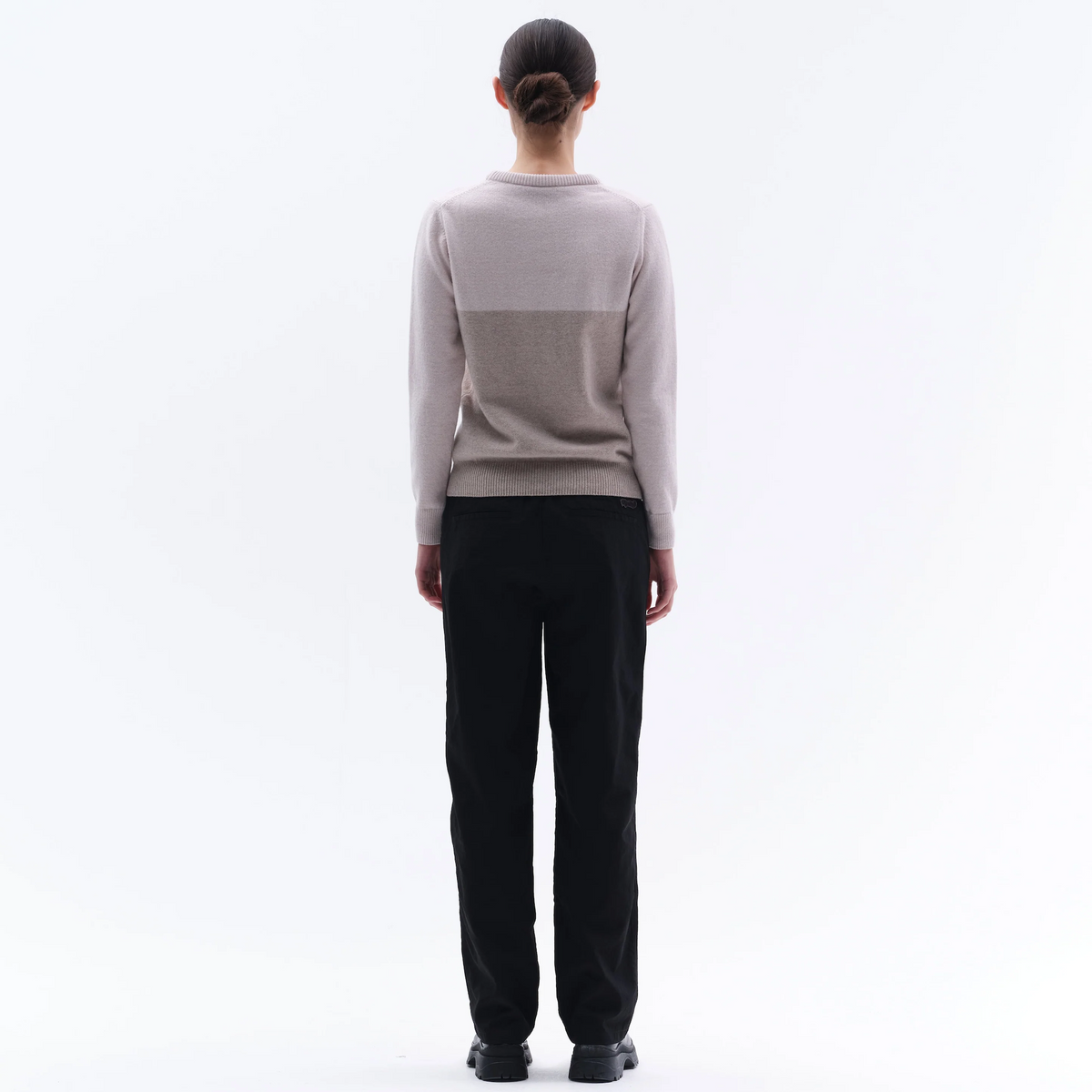 Trolle Ladies Cashmere & Wool Star Logo Crewneck Sweater in Sand, a soft cashmere and wool crewneck jumper.
