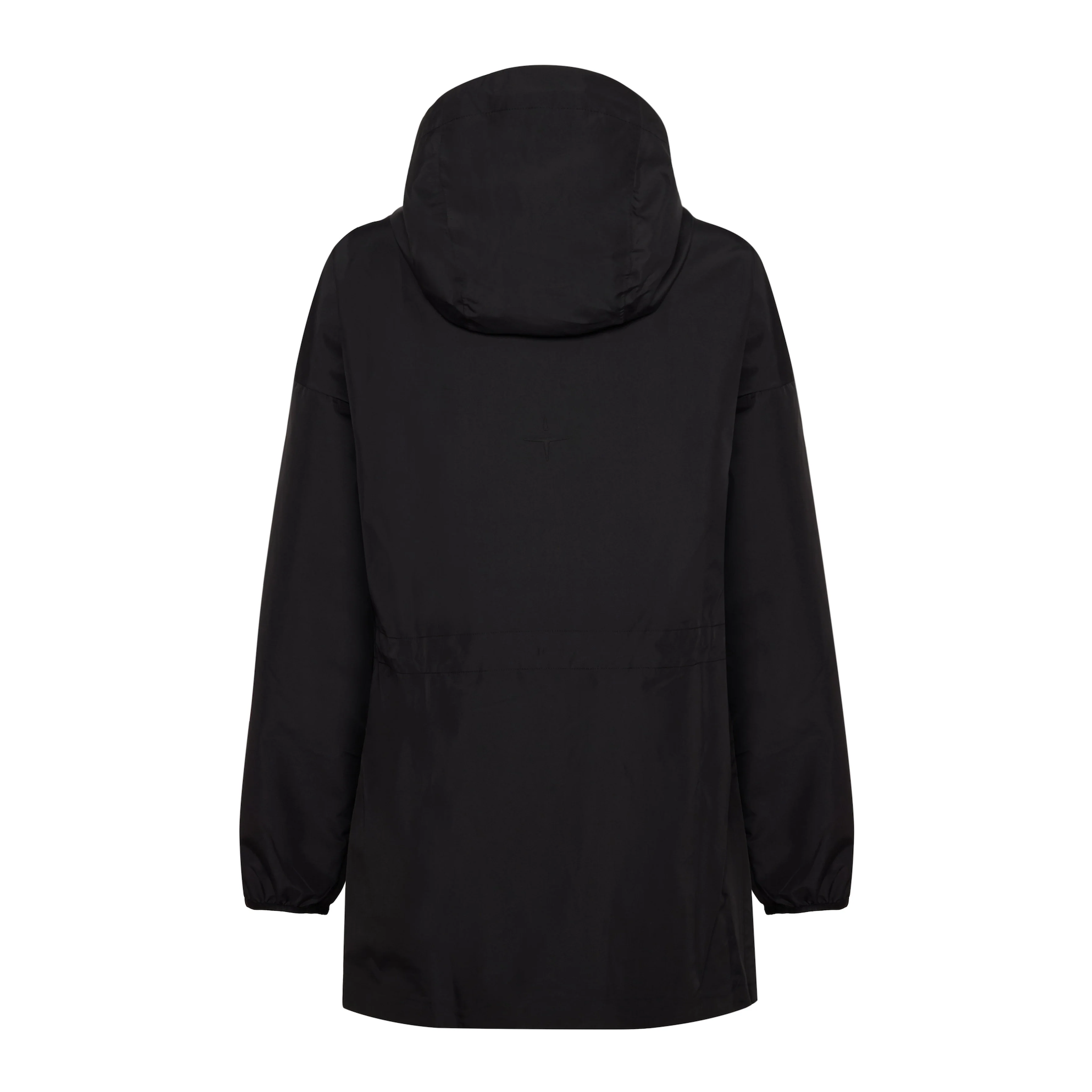 Trolle Ladies Heat-Sealed Breathable Rain Coat in Black, a lightweight waterproof riding coat.