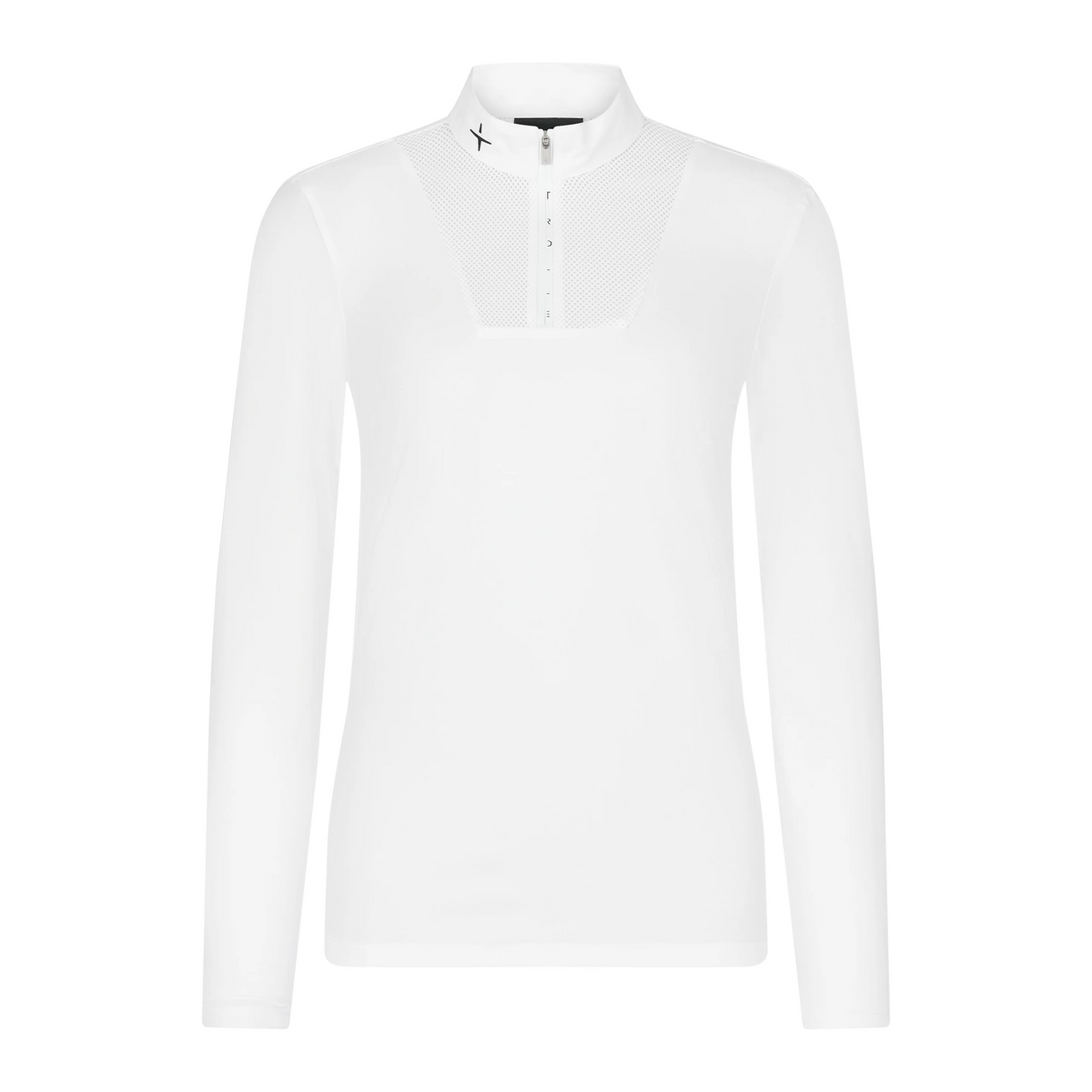 Trolle Ladies New Center Line Long Sleeve Show Shirt in White, a long sleeve competition show shirt.