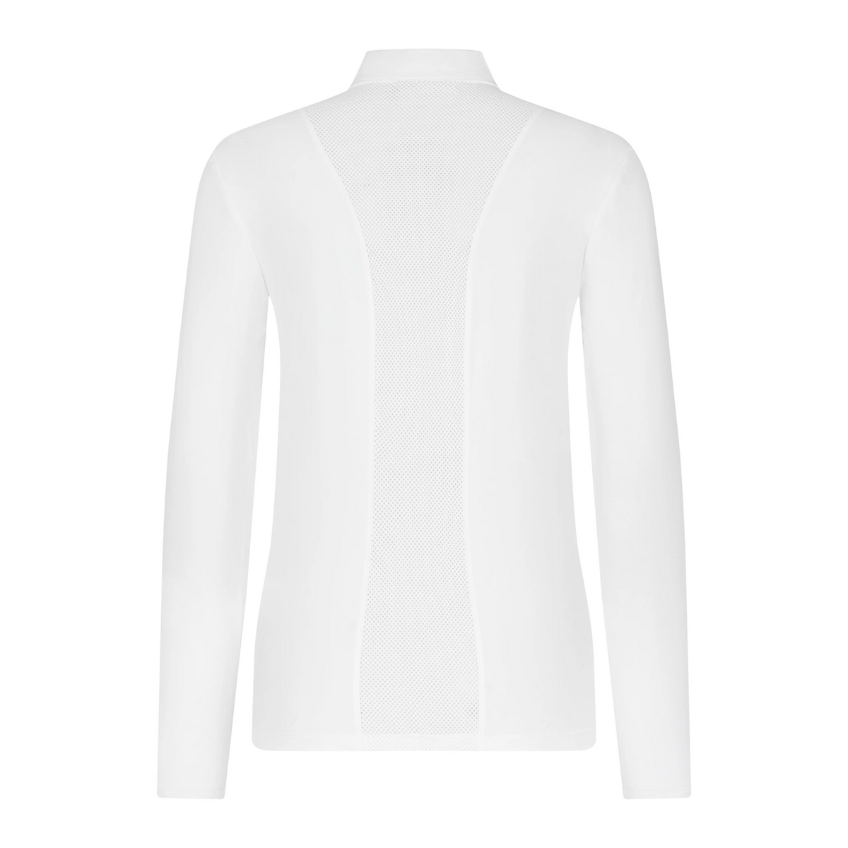 Trolle Ladies New Center Line Long Sleeve Show Shirt in White, a long sleeve competition show shirt.
