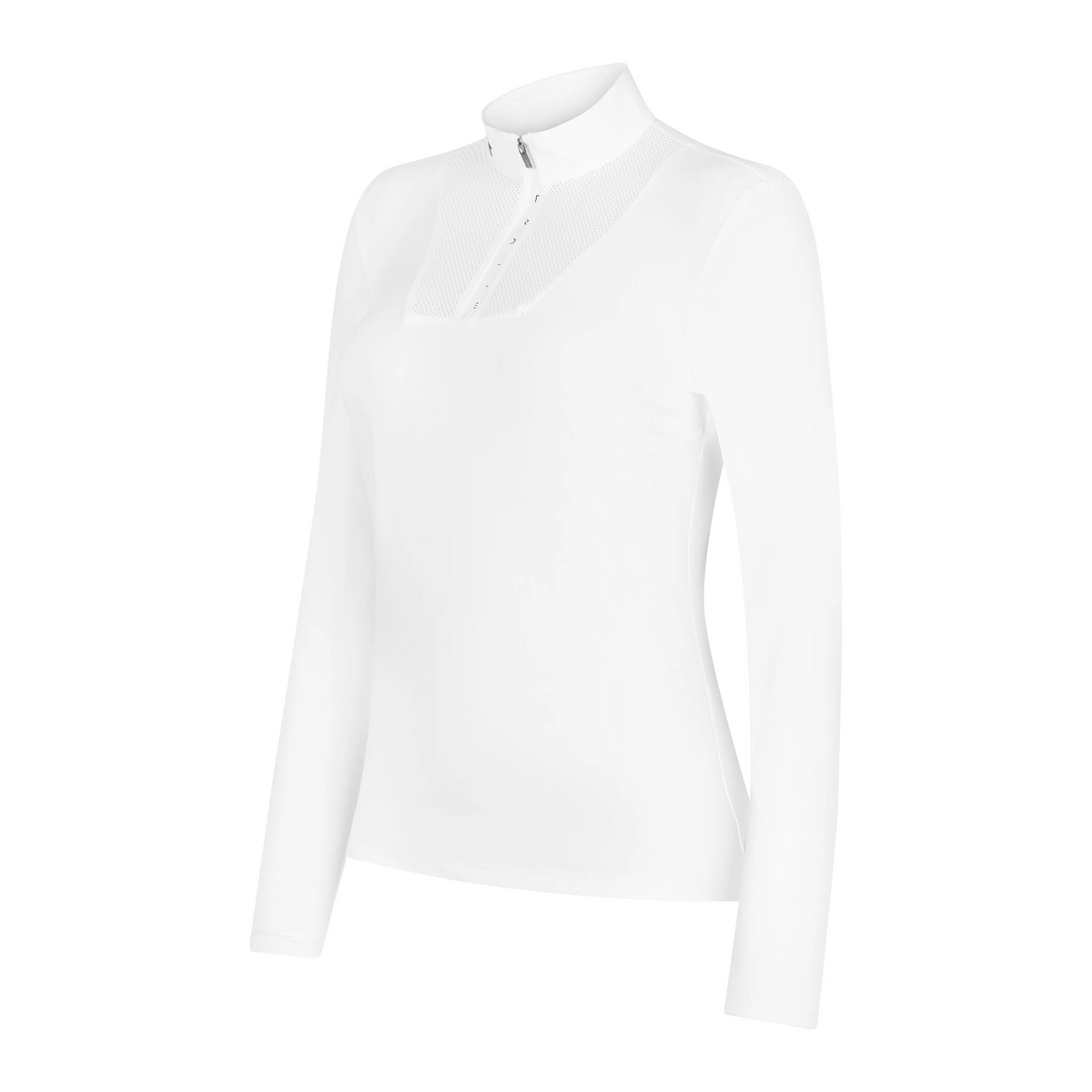 Trolle Ladies New Center Line Long Sleeve Show Shirt in White, a long sleeve competition show shirt.