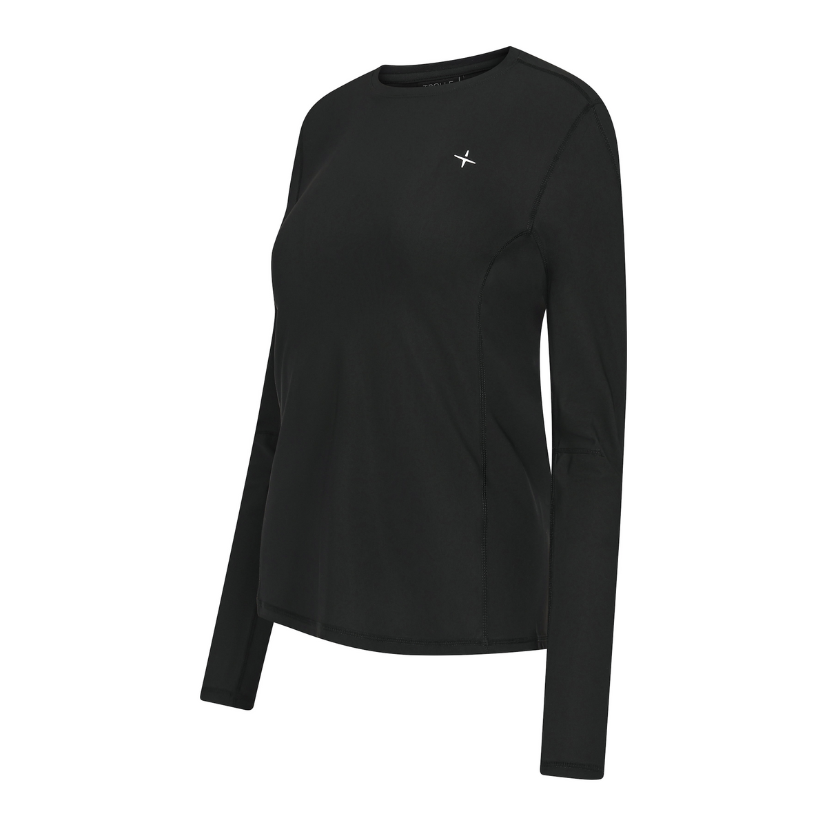 Trolle Ladies Perforated Long Sleeve T-Shirt in Black, a breathable long sleeve training top.
