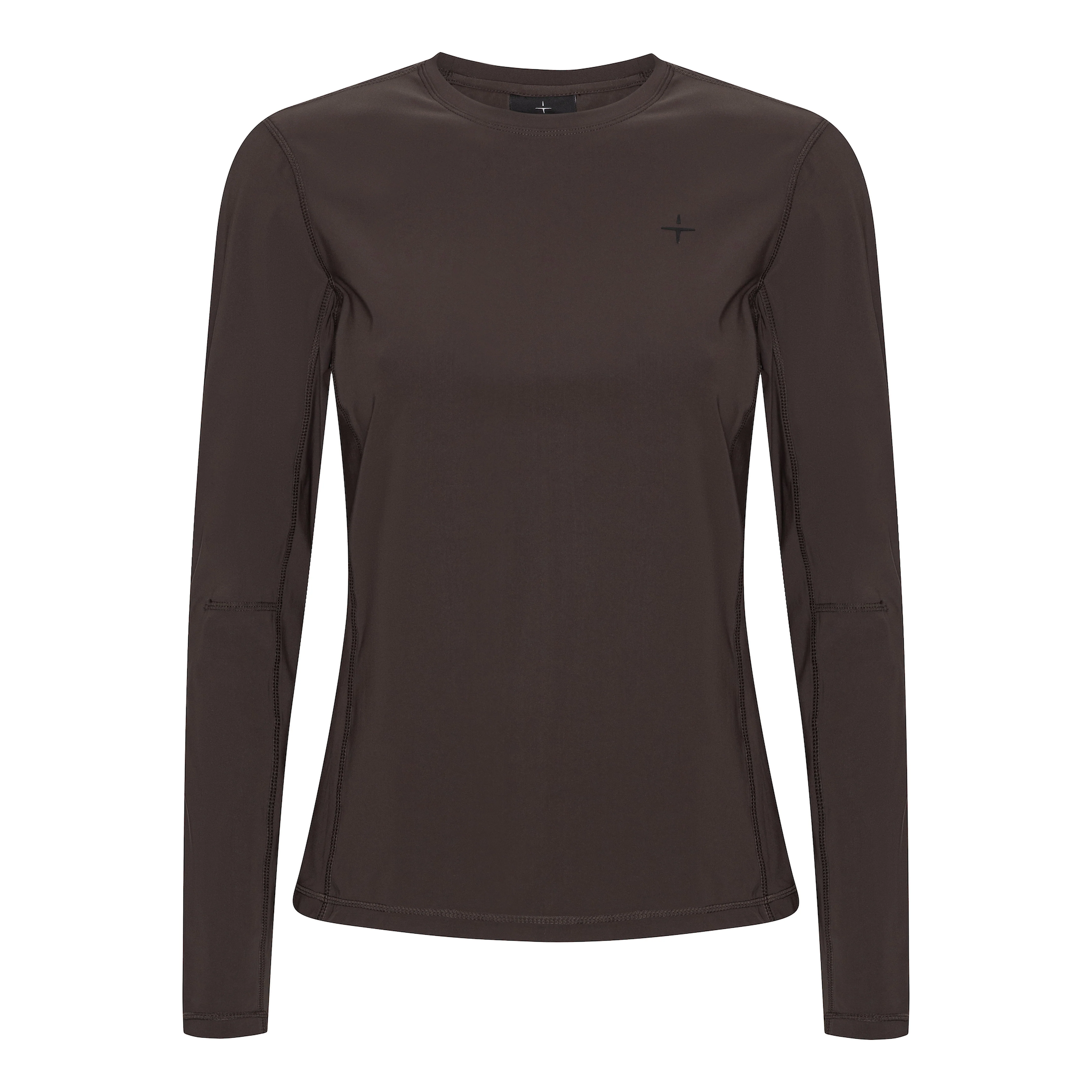 Trolle Ladies Perforated Long Sleeve T-Shirt in Terra Brown, a breathable long sleeve training top.