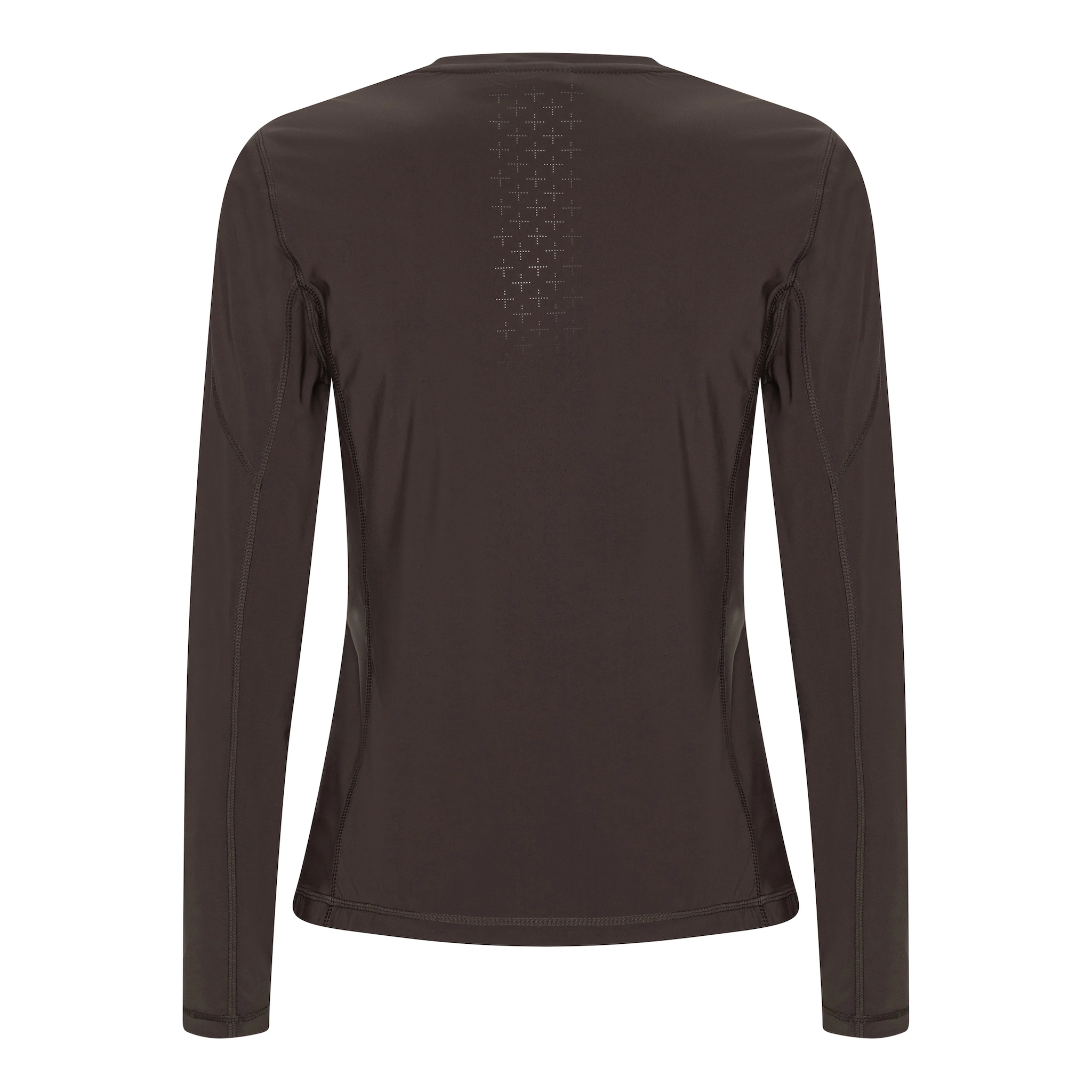 Trolle Ladies Perforated Long Sleeve T-Shirt in Terra Brown, a breathable long sleeve training top.