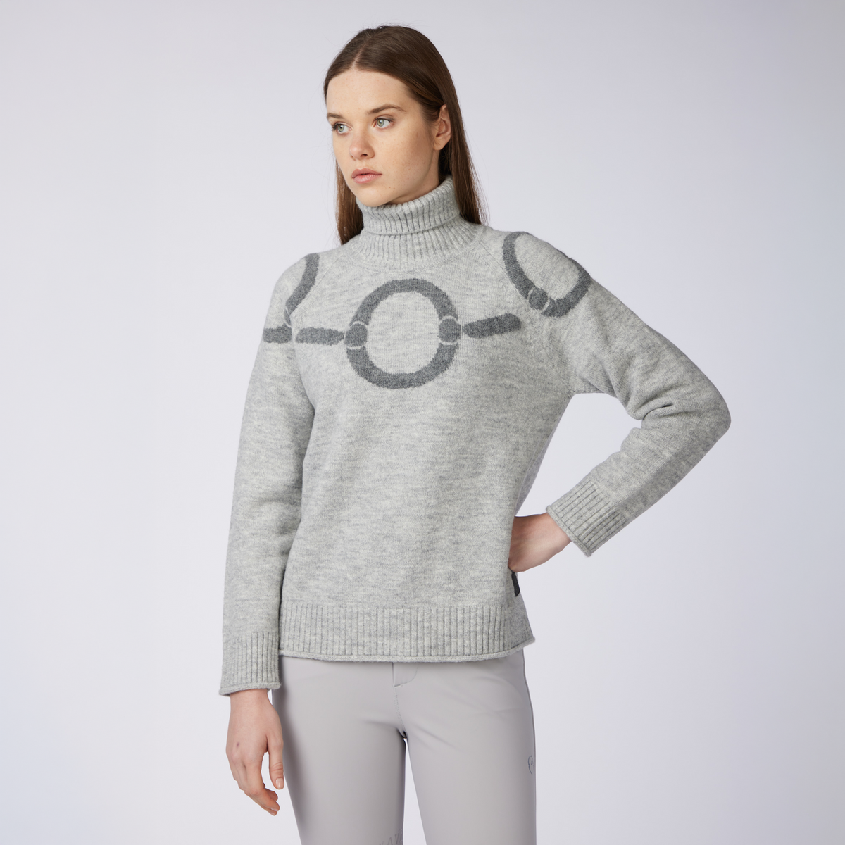 Vestrum Ladies Linyi Turtle Neck Sweater in pearl grey, a soft ladies turtle neck sweater with a cosy roll neck.
