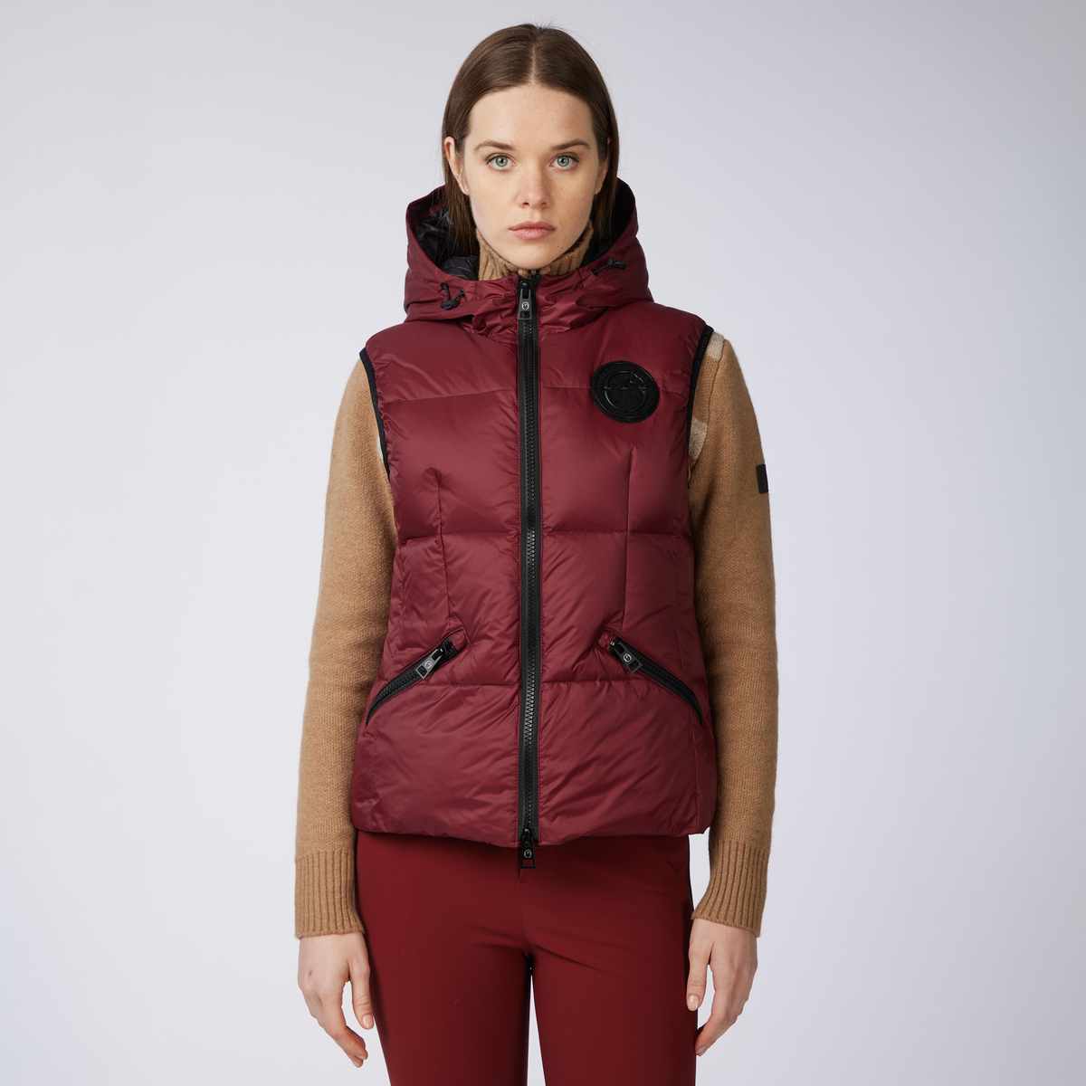 Vestrum Ladies New Jersey Vest in amaranth red, a sleeveless quilted gilet for ladies with signature Vestrum styling.
