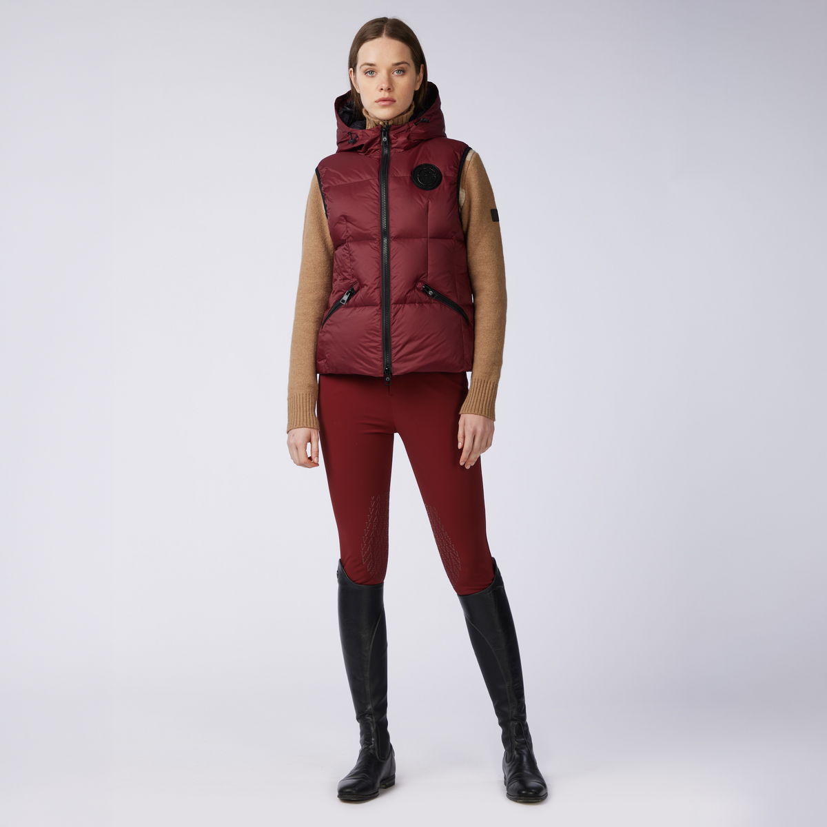 Vestrum Ladies New Jersey Vest in amaranth red, quilted sleeveless gilet with a smart zip front.