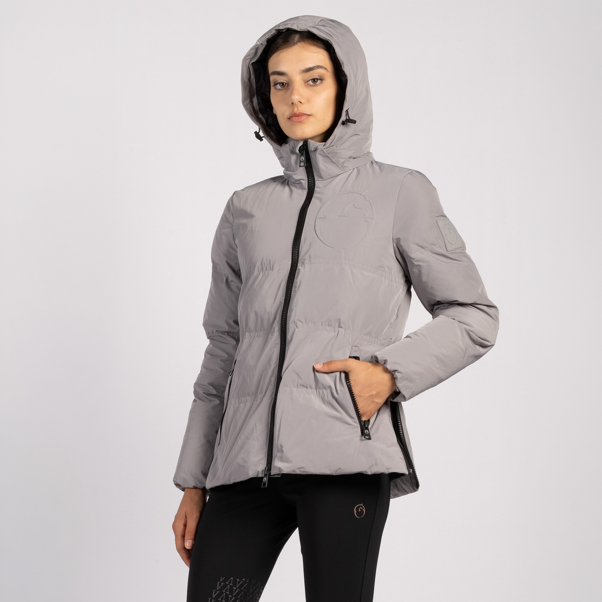 Vestrum Ladies Rovaniemi Puffer Jacket in pearl grey, showing the padded quilted design and smart feminine cut.