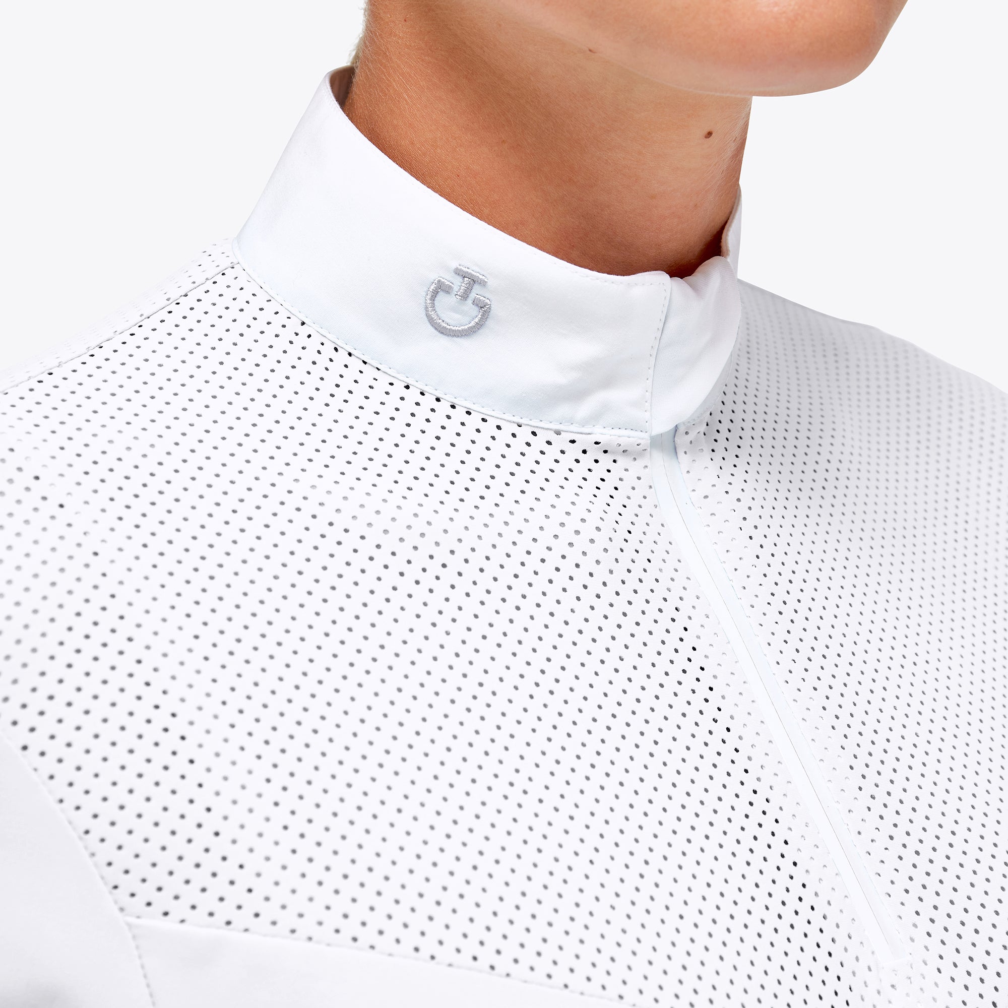 Cavalleria Toscana Ladies Perforated Zip Long Sleeve Shirt - Espayo Equestrian