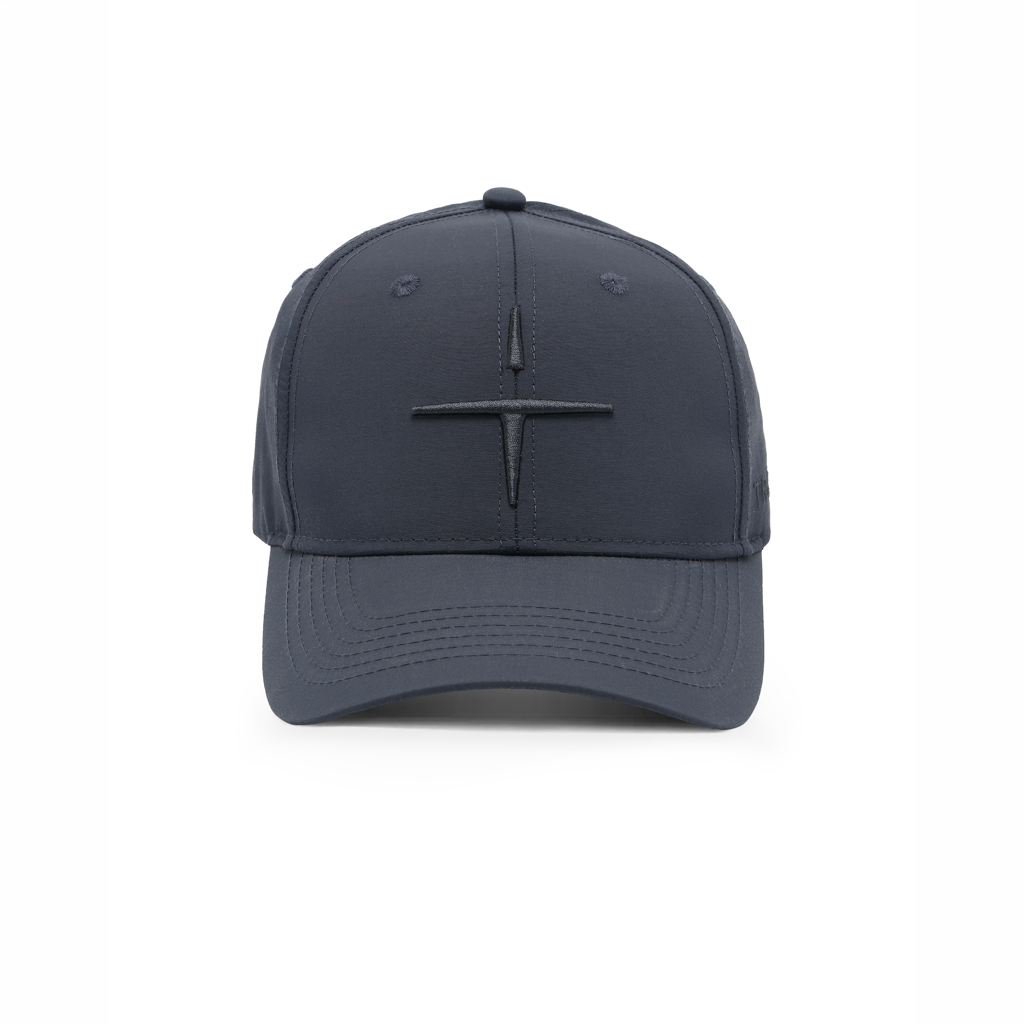 Navy Trolle unisex star logo cap with curved brim and adjustable strap, made of lightweight fabric for casual wear.