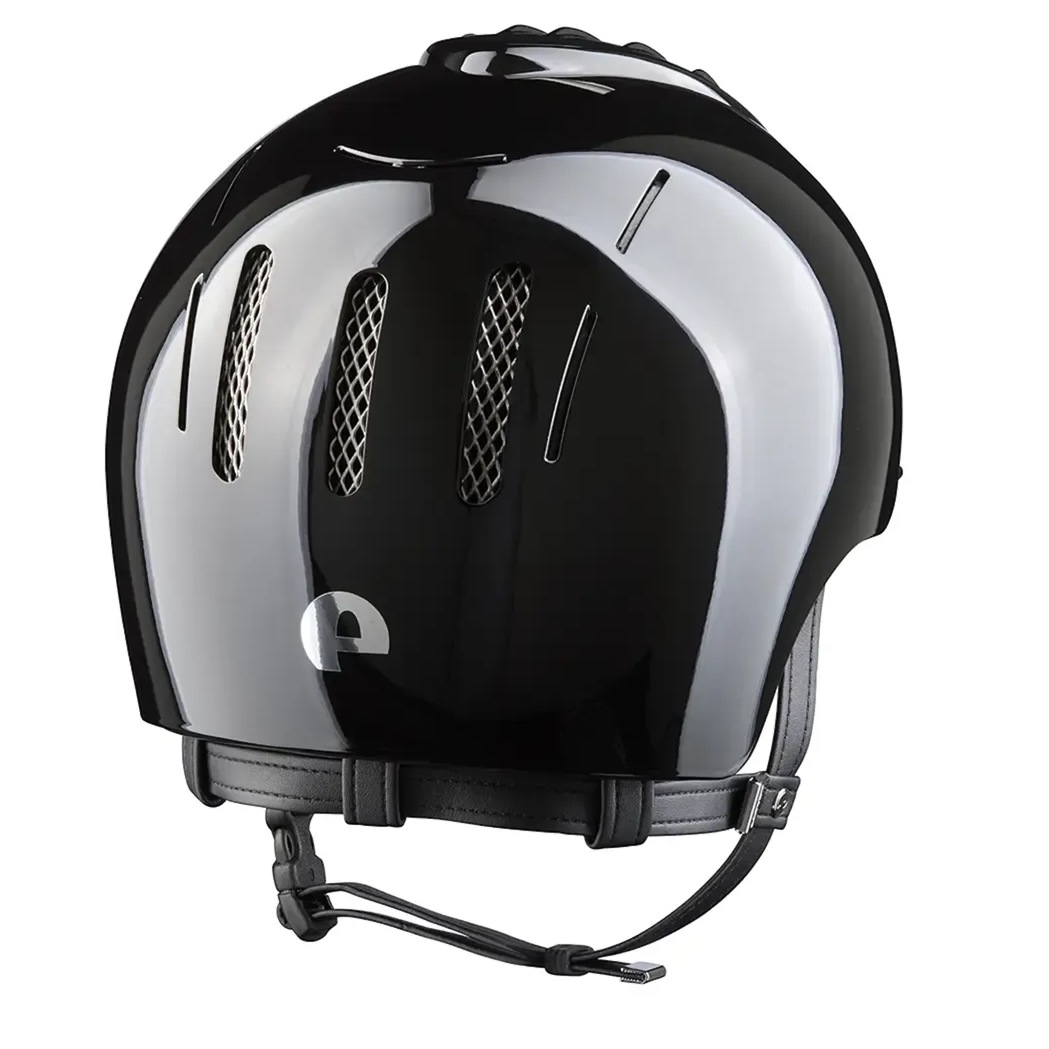 Back view of KEP Endurance Shine horse riding helmet in polished black, designed for endurance and driving riding activities.