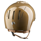KEP Endurance Shine horse riding helmet with Sahara-style design, back view showing adjustable straps and ventilation for equestrian riding.