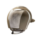 KEP Cromo 2.0 Polo Diamond Shell, Grid, Button & Visor, New Galassia Gold Top & Front, Crystal Gold Frame & Subgrid, Taupe Chinstrap - Espayo Equestrian