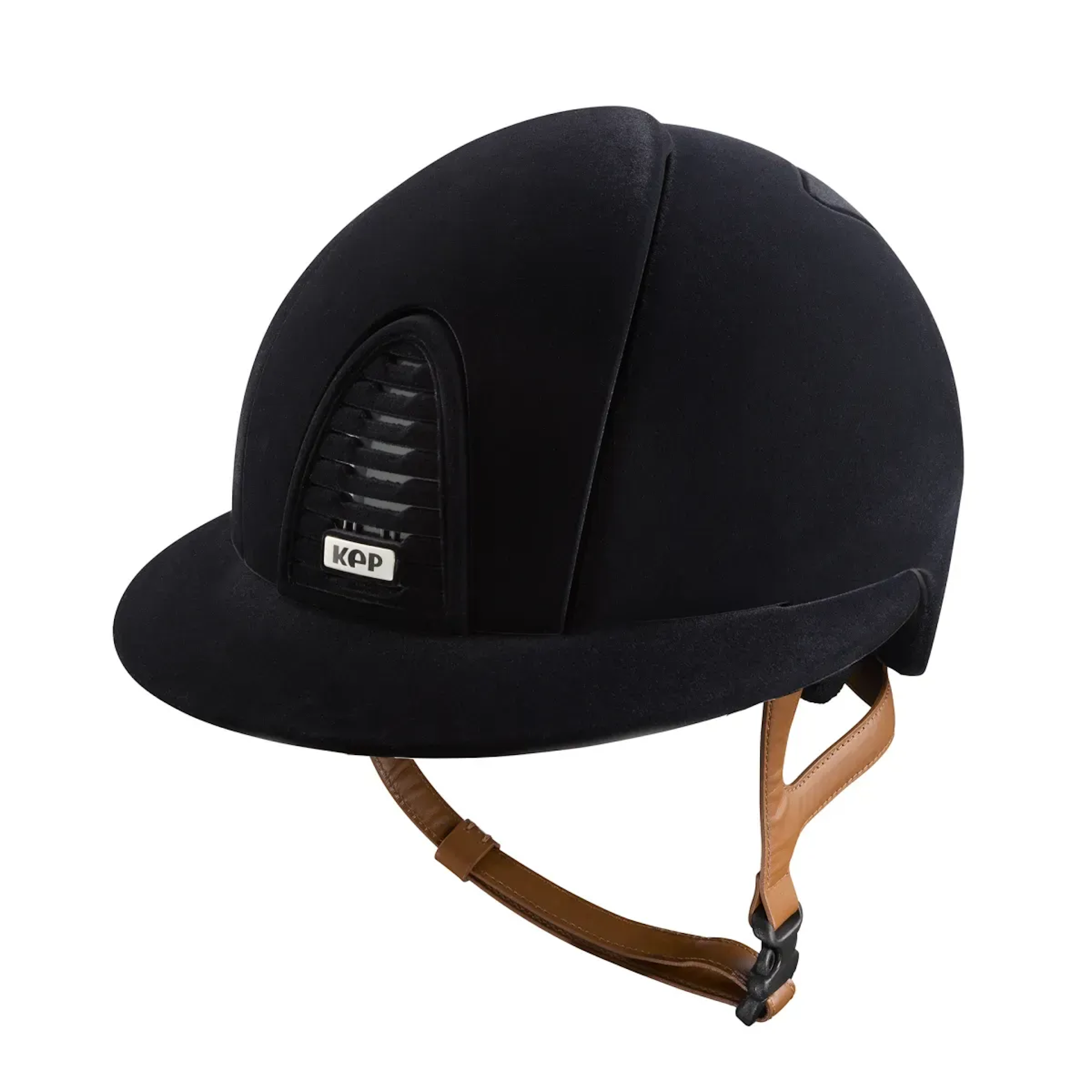 KEP Cromo 2.0 Velvet Riding Helmet Polo Visor with Beige Chin Strap - Espayo Equestrian