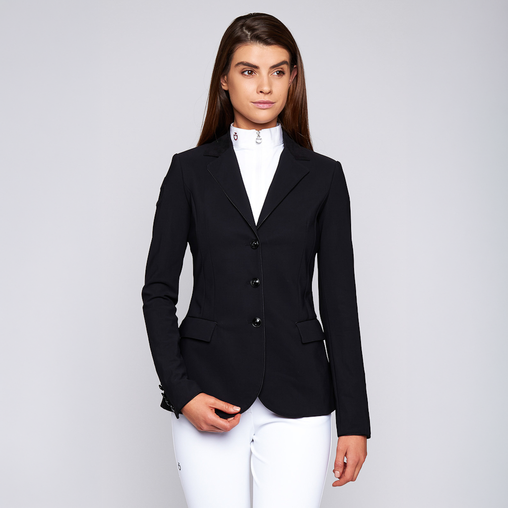 Black Cavalleria Toscana Ladies GP Jacket, show riding jacket with tailored fit and elegant design for equestrian competitions.