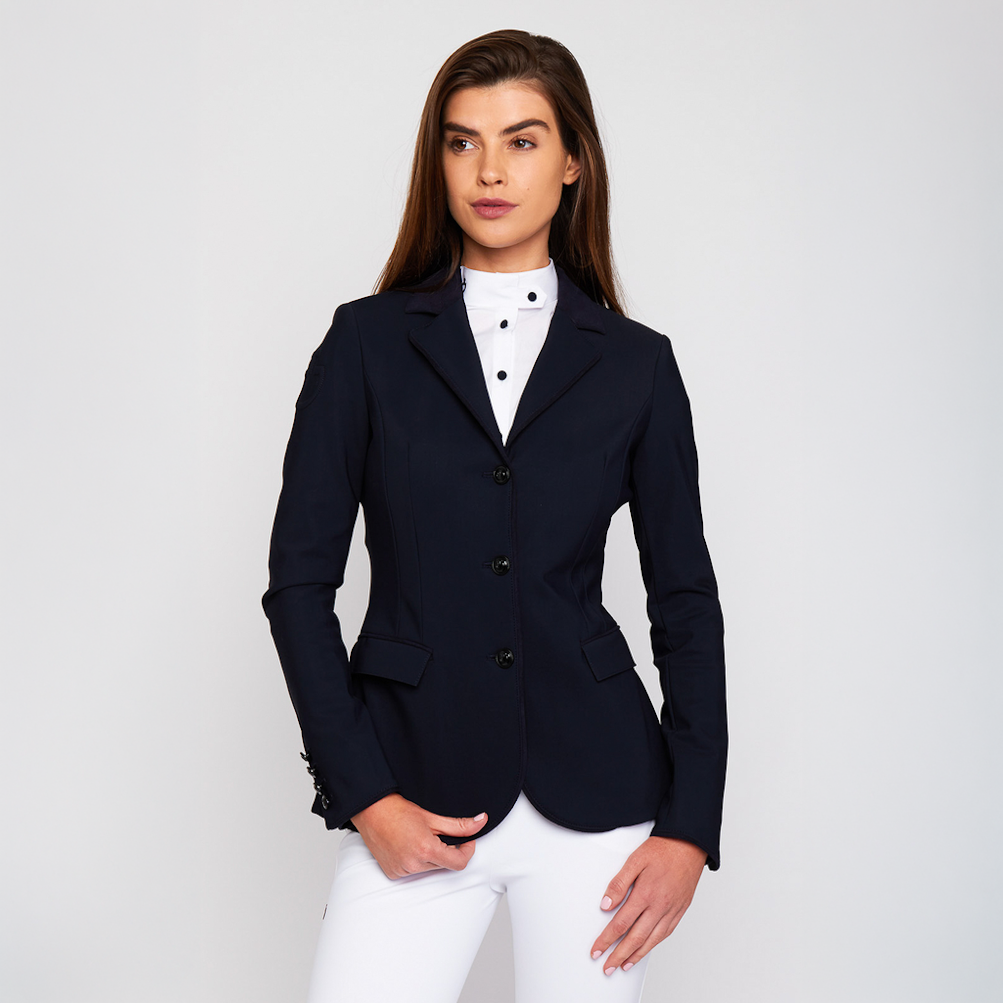 Navy Cavalleria Toscana Ladies GP Show Jacket with tailored fit and elegant design, ideal for equestrian competitions.