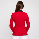 Red Cavalleria Toscana Ladies GP Jacket for show riding, featuring tailored fit and elegant design, viewed from the back.