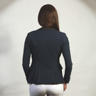 Royal blue Cavalleria Toscana Ladies GP Jacket showing back view, tailored show jacket with elegant stitching and logo details.