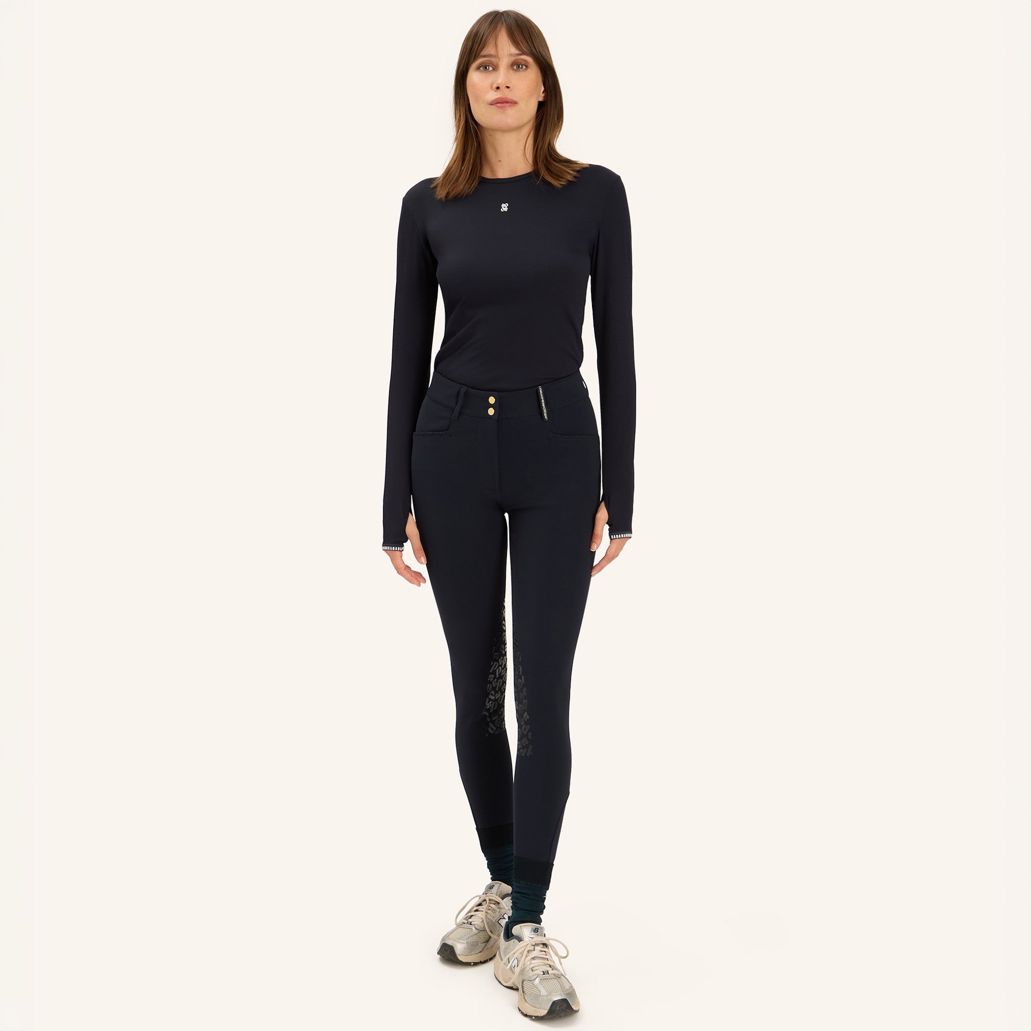 Dada Sport Ladies Kira Long Sleeve T-Shirt in navy, front view