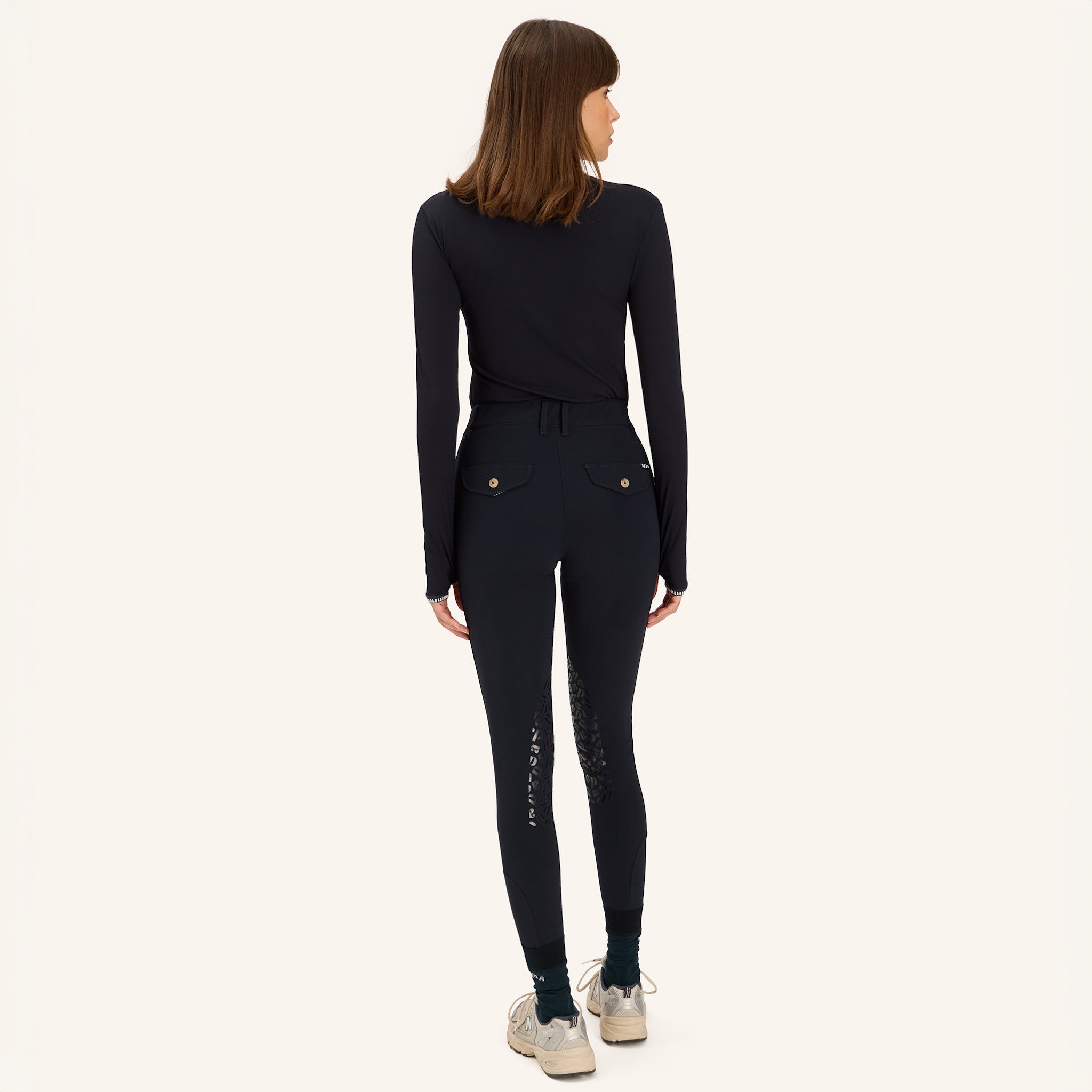 Dada Sport Ladies Kira Long Sleeve T-Shirt in navy, back view