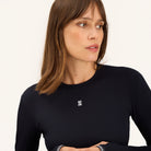 Dada Sport Ladies Kira Long Sleeve T-Shirt in navy, side detail