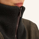 Dada Sport Ladies Urvoso Waterproof Riding Jacket in oxyde green, collar detail