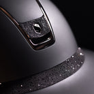 Samshield Miss Shield Shadowmatt 2.0 Riding Helmet,Crystal Fabric Front Band, Black Chrome Trim & Blazon - Espayo Equestrian