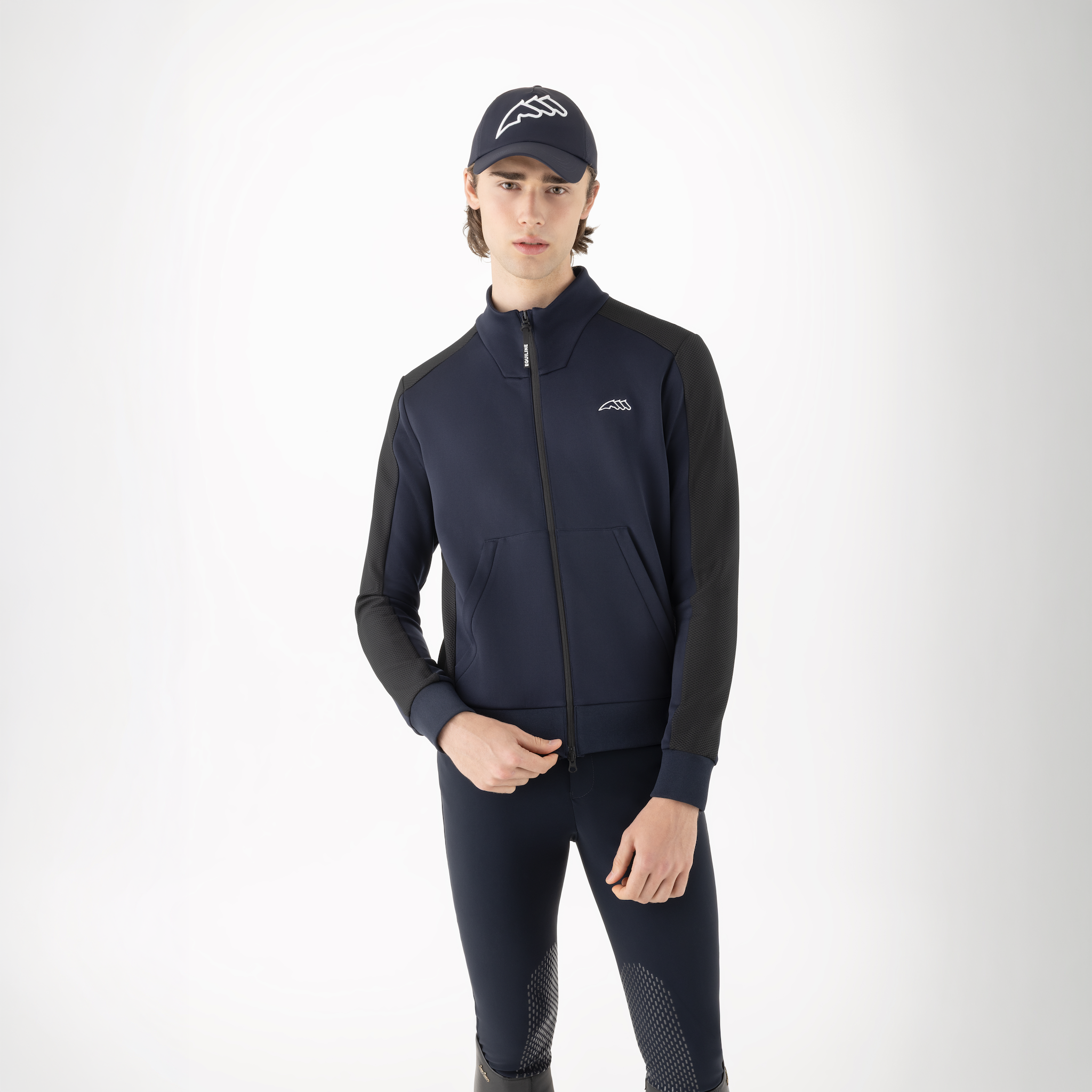 Equiline men's Celfa full zip sweatshirt featuring a casual design, with a high collar and zip closure, suitable for everyday wear.