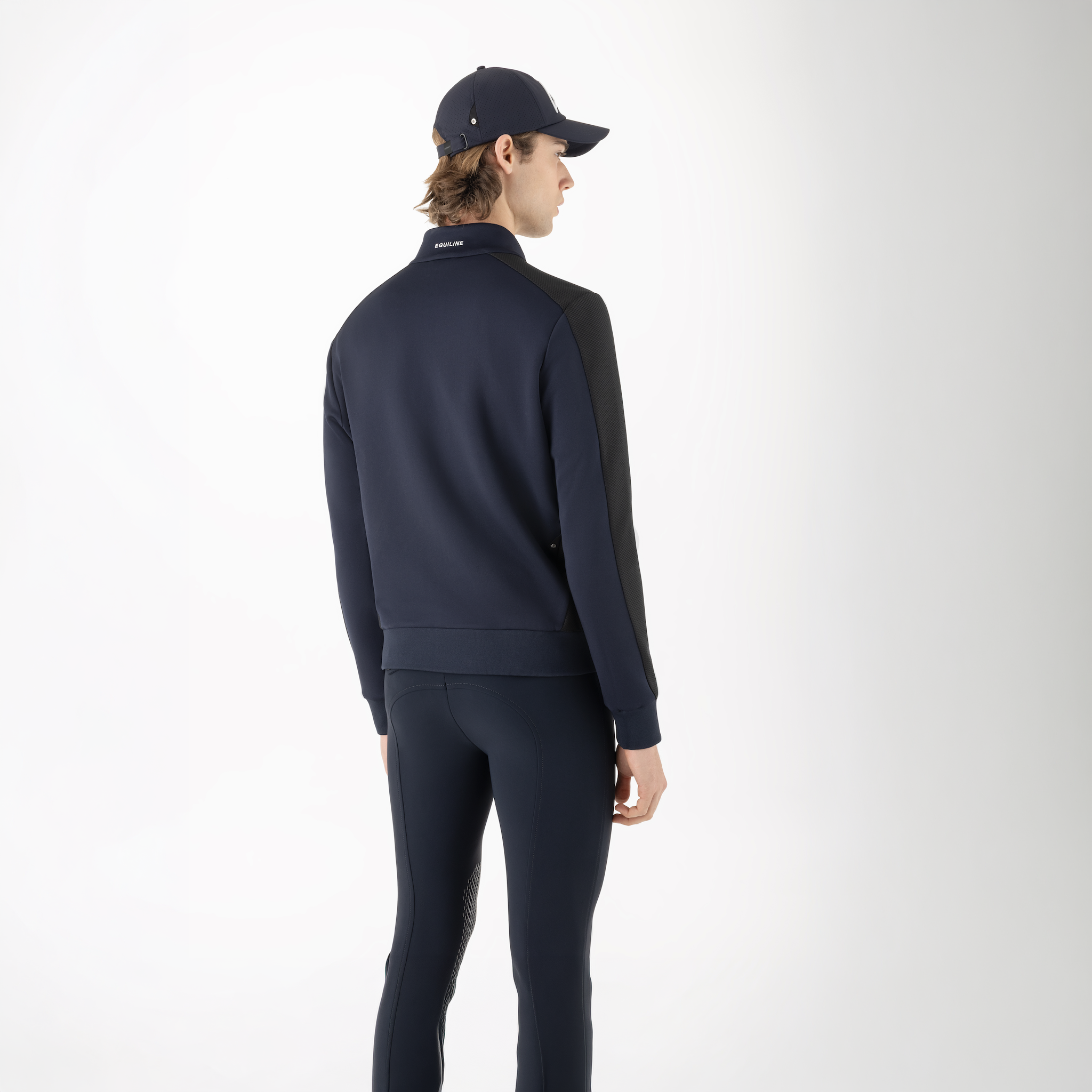 Back view of Equiline men's Celfa full zip sweatshirt in casual style, featuring a comfortable fit and sporty design.
