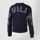 Navy Equiline Ladies Carly crewneck sweater, casual jumper with a comfortable fit, shown from the back.