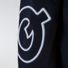 Navy Equiline Ladies Carly crewneck sweater made of soft knit fabric, featuring a relaxed fit and subtle branding details.