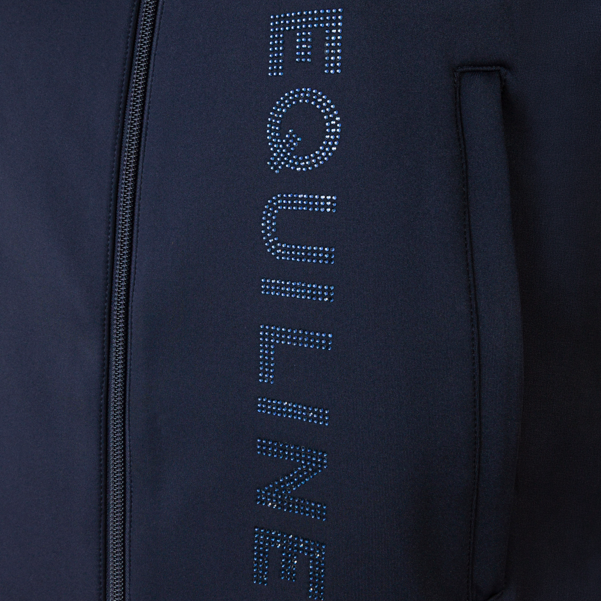 Equiline Ladies Glempa full-zip sweatshirt with a high collar and casual fit, shown in grey with zipper and ribbed cuffs.