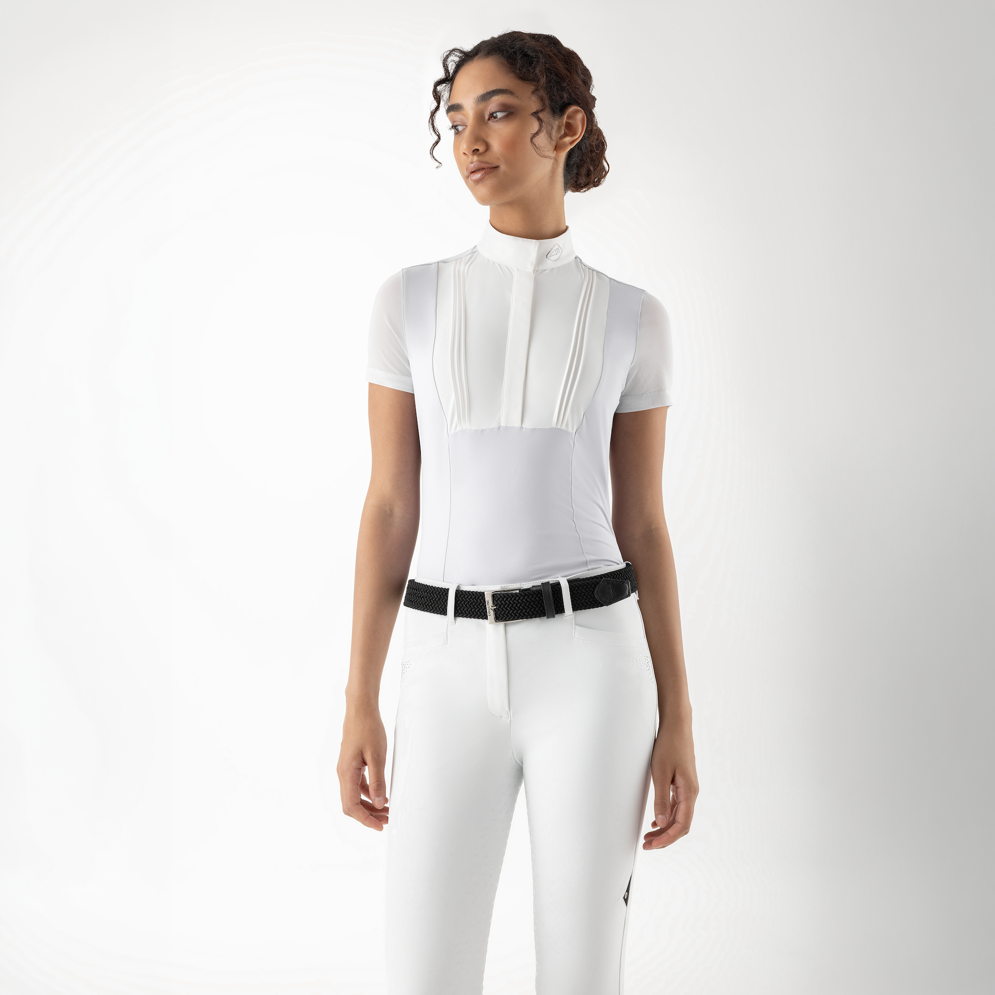 Equiline Ladies Glio short sleeve competition shirt with breathable fabric and elegant design for riding competitions.