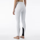 Equiline Ladies Crysalekh high waisted knee grip breeches in white, back view showing the high-waisted fit and knee grip panels.