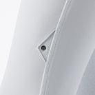 Equiline Ladies Crysalekh high waisted knee grip breeches in white, close up detail view showing the crystals.